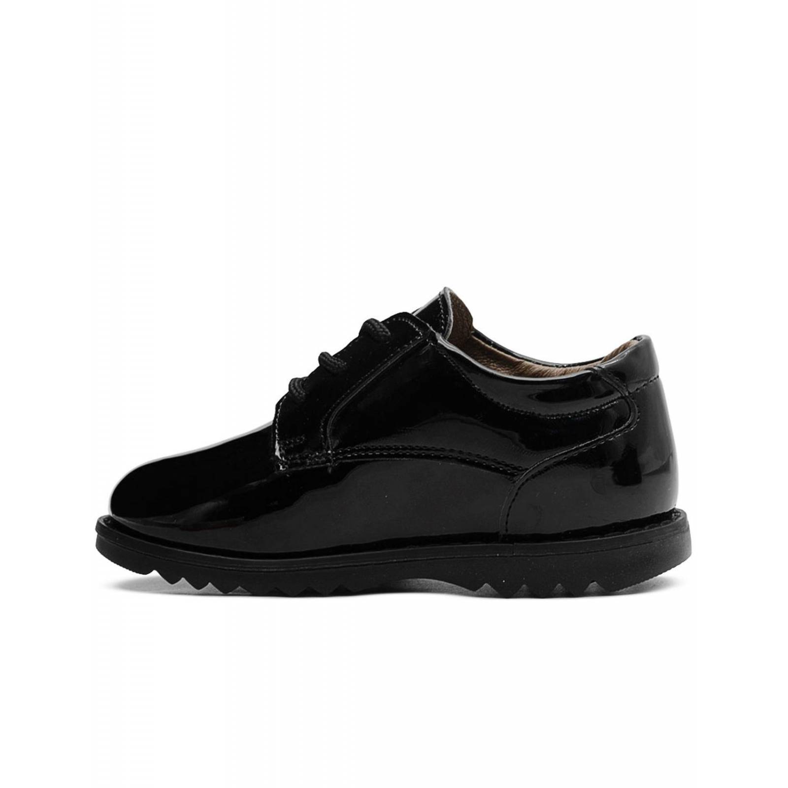 Zapato Escolar Derby Charol Negro Piel Audaz Niño 13-18 