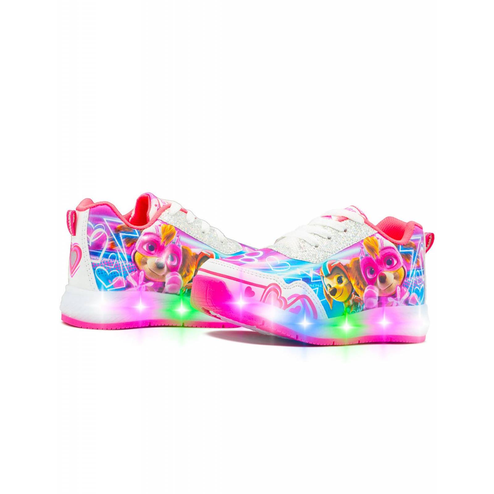 Tenis Niña Paw Patrol Luces Led Patrulla Canina Rosa 18-21 