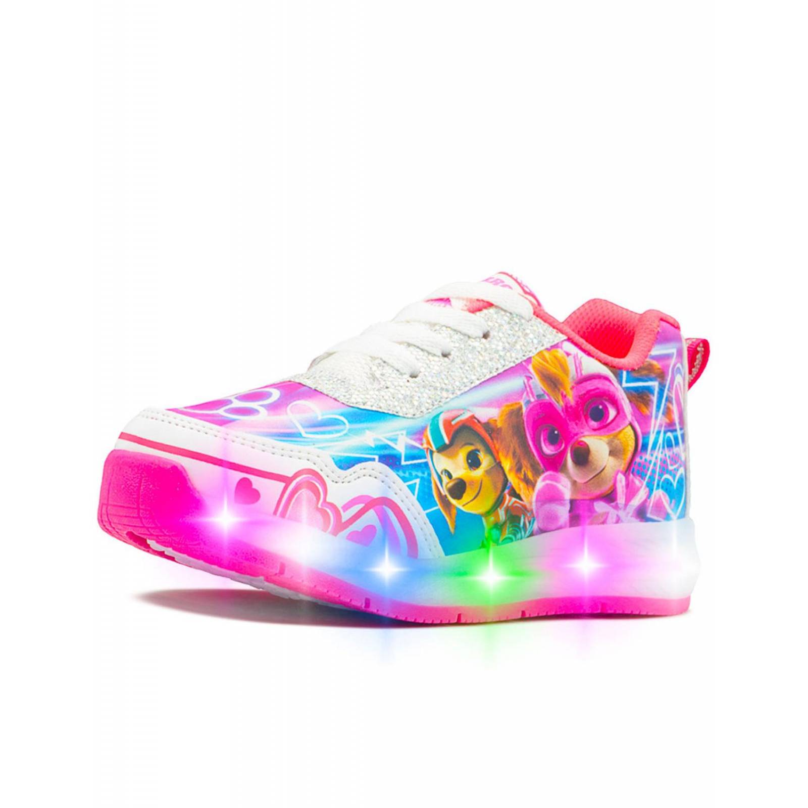 Tenis Niña Paw Patrol Luces Led Patrulla Canina Rosa 18-21 