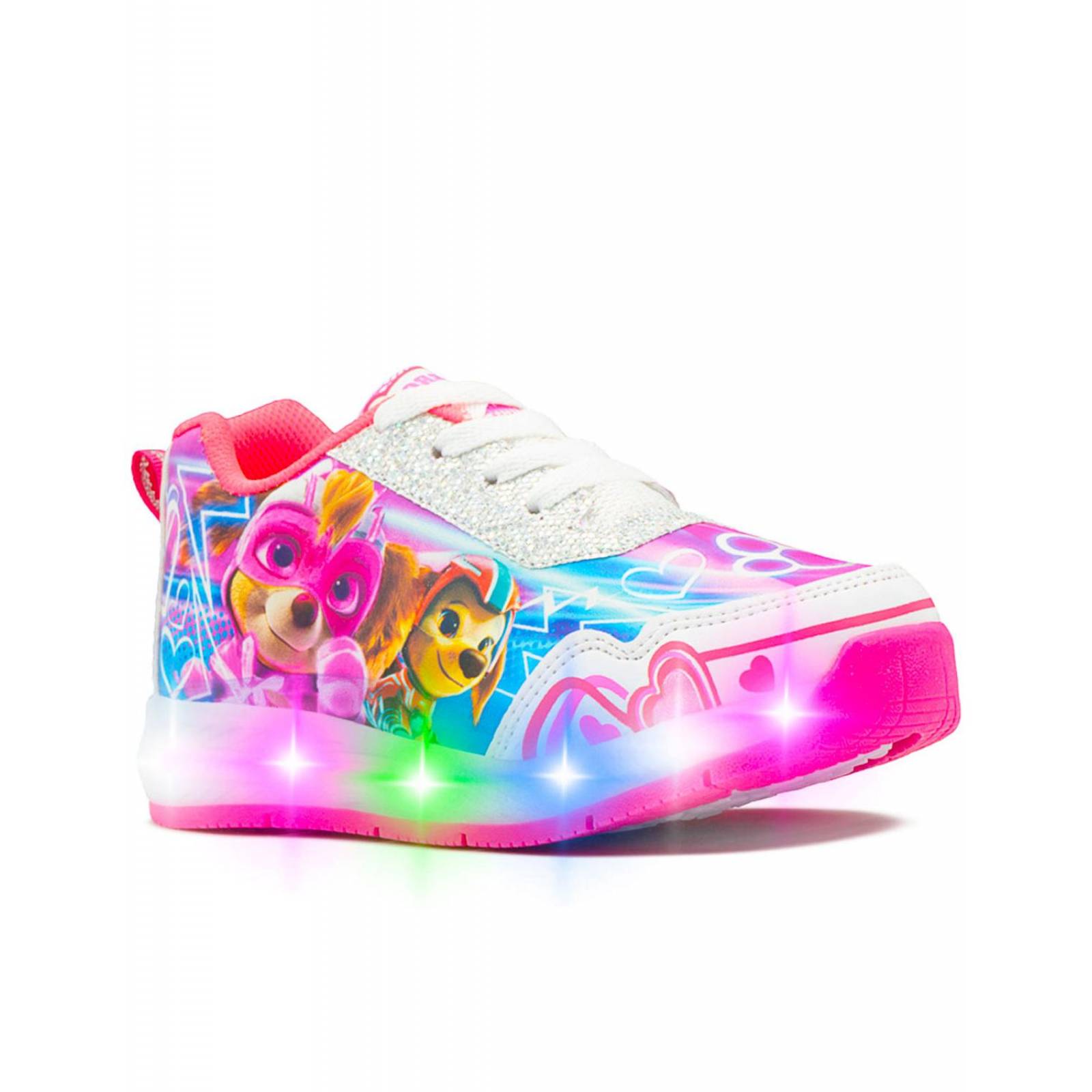 Tenis Niña Paw Patrol Luces Led Patrulla Canina Rosa 18-21 