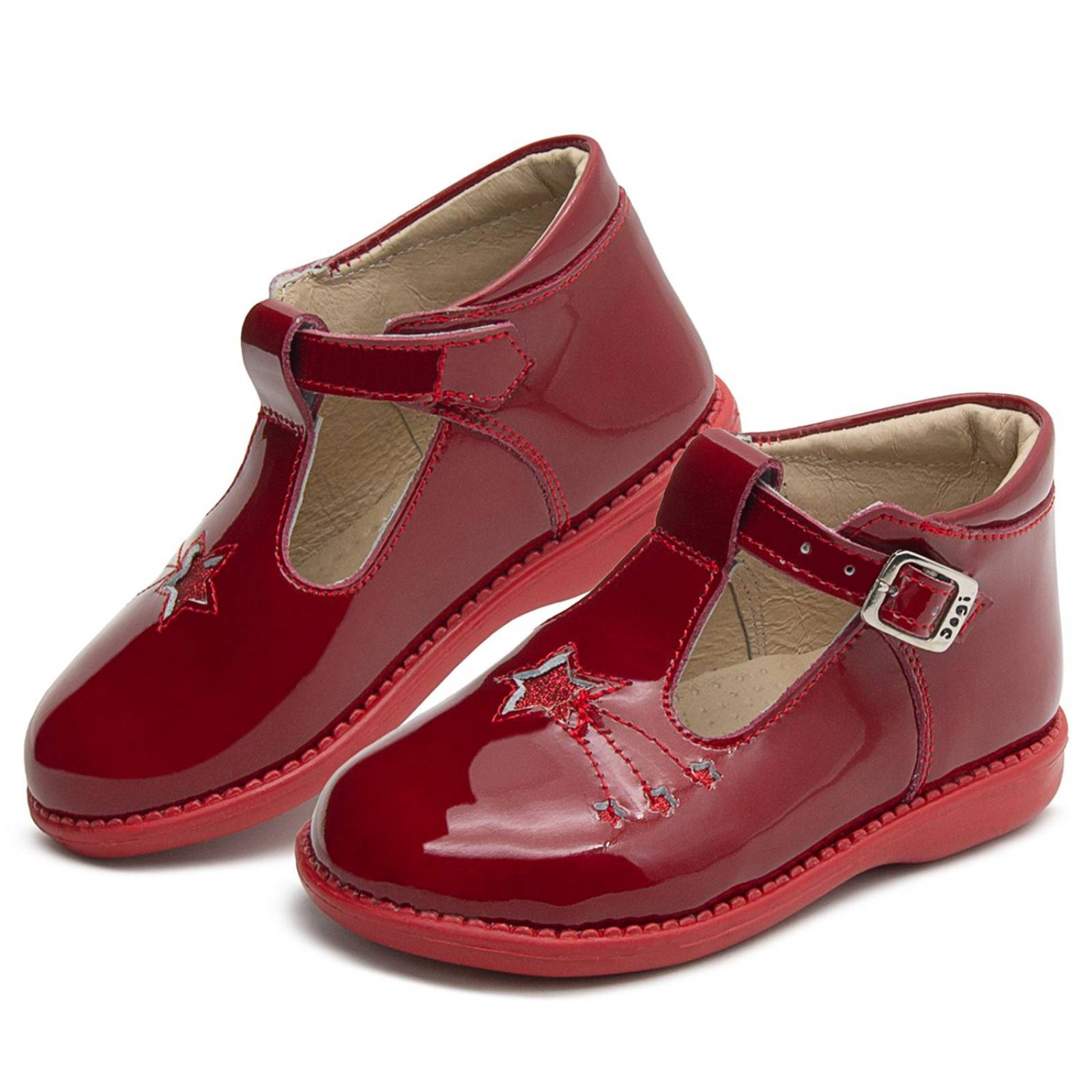 Zapato Niña Piel Dogi Botita Con Arco Charol Rojo 18-21.5