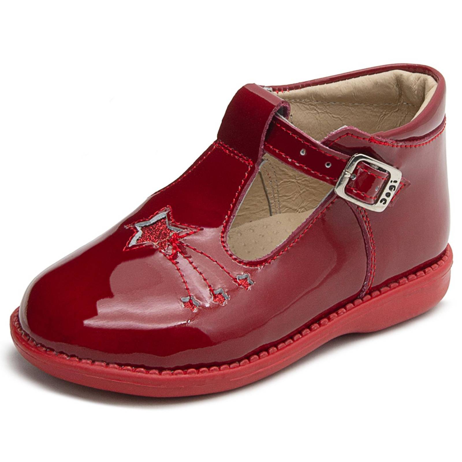Zapato Niña Piel Dogi Botita Con Arco Charol Rojo 18-21.5