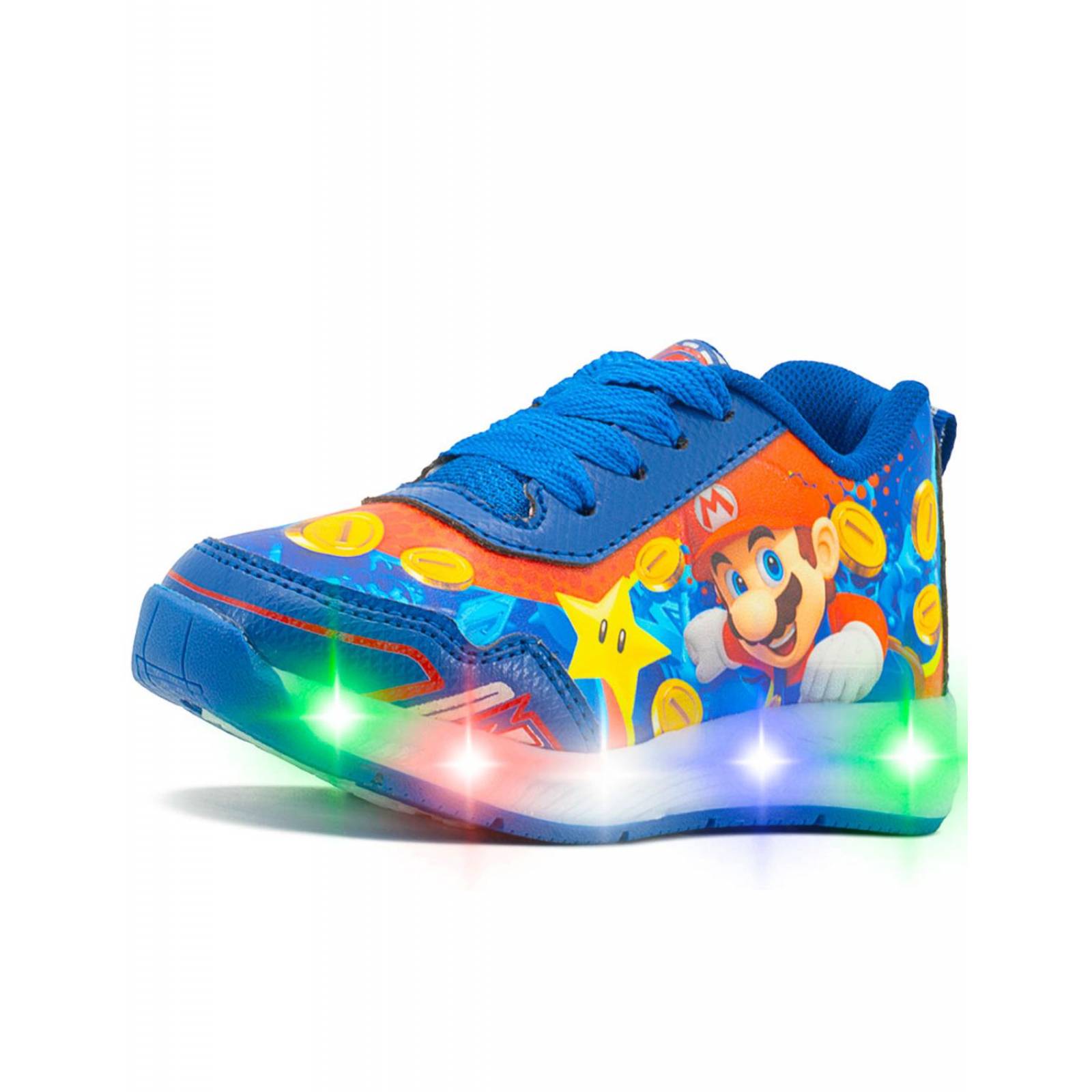 Tenis Little Kids Para Niño Mario Bros Con Luces Azul 15-22 