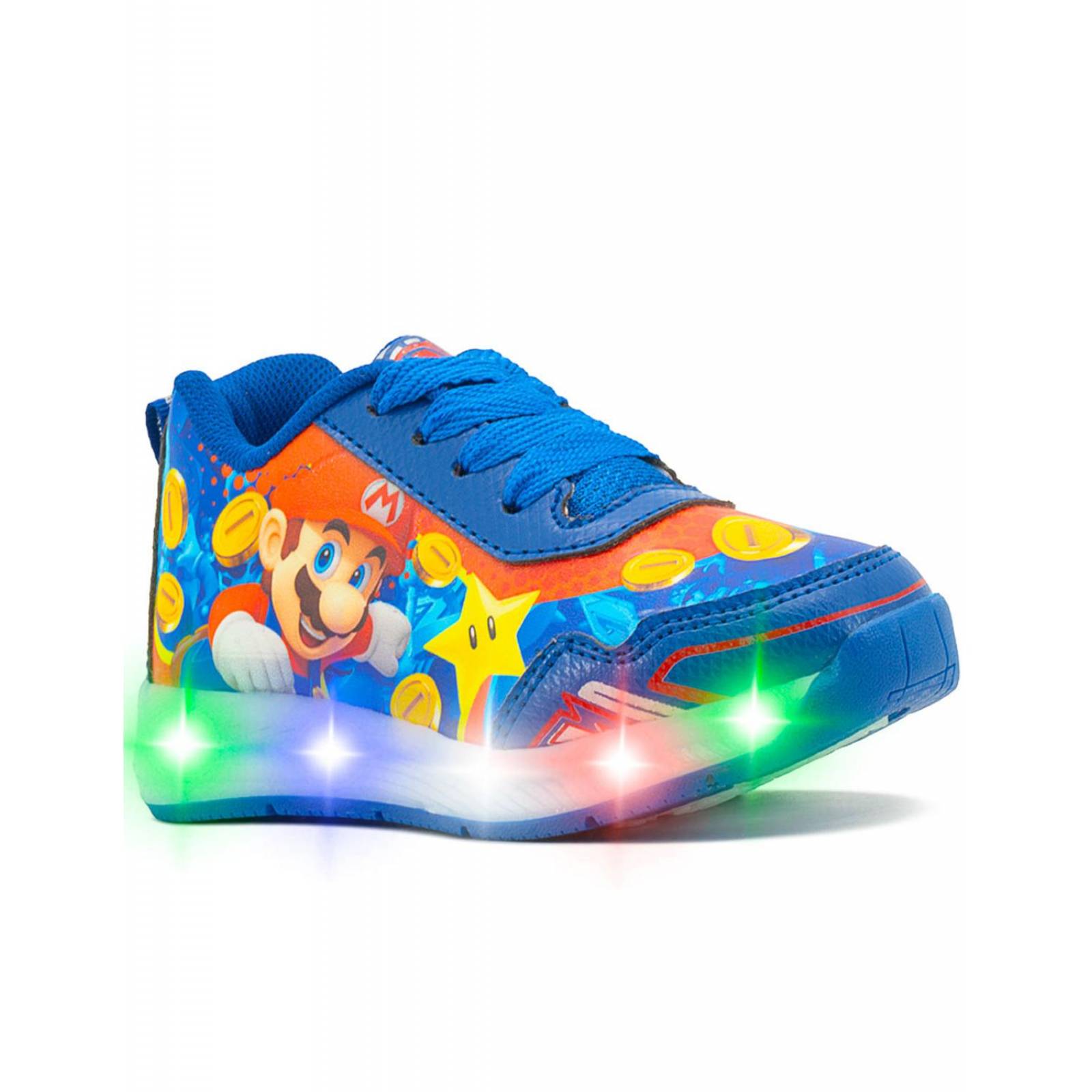 Tenis Little Kids Para Niño Mario Bros Con Luces Azul 15-22 