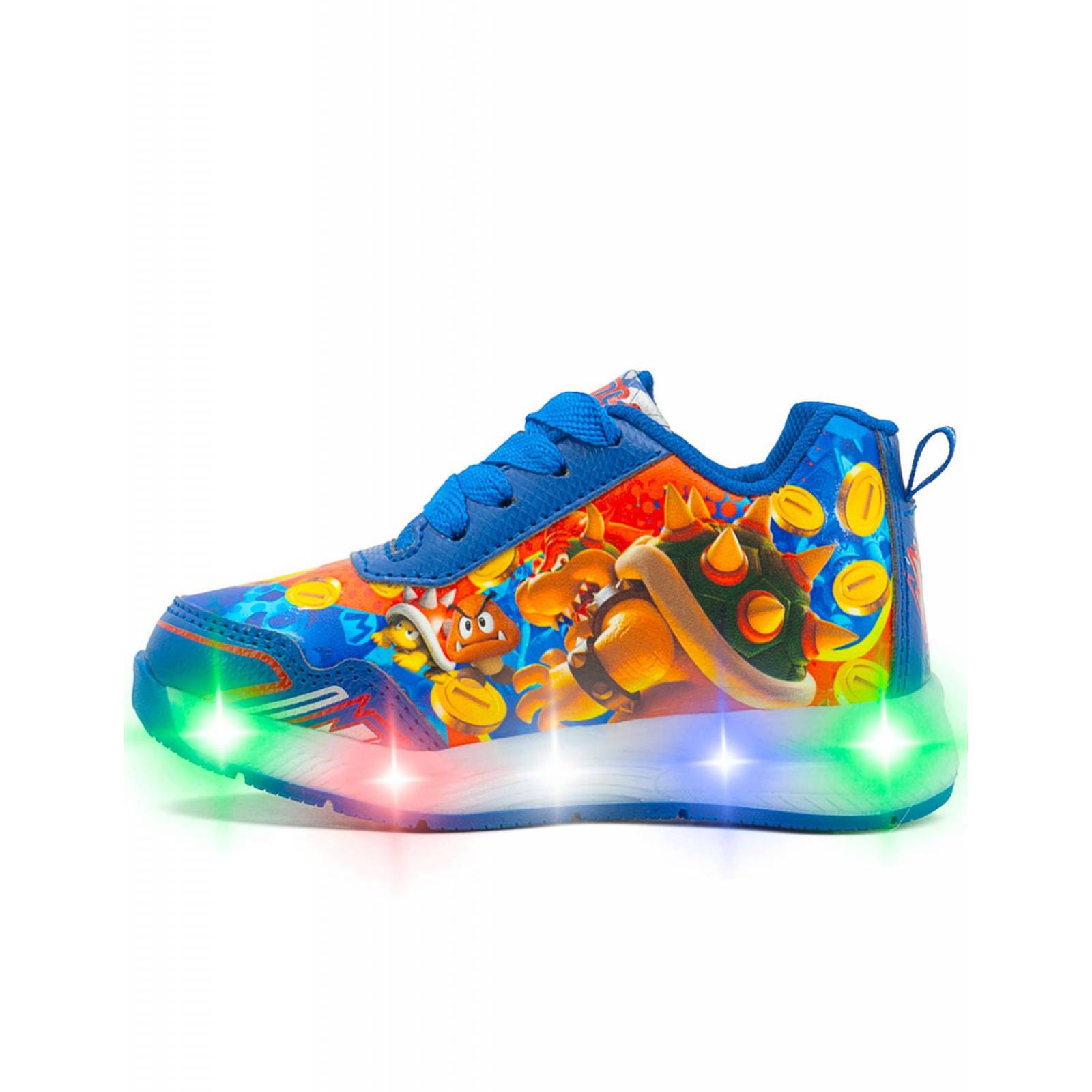 Tenis Little Kids Para Niño Mario Bros Con Luces Azul 15-22 