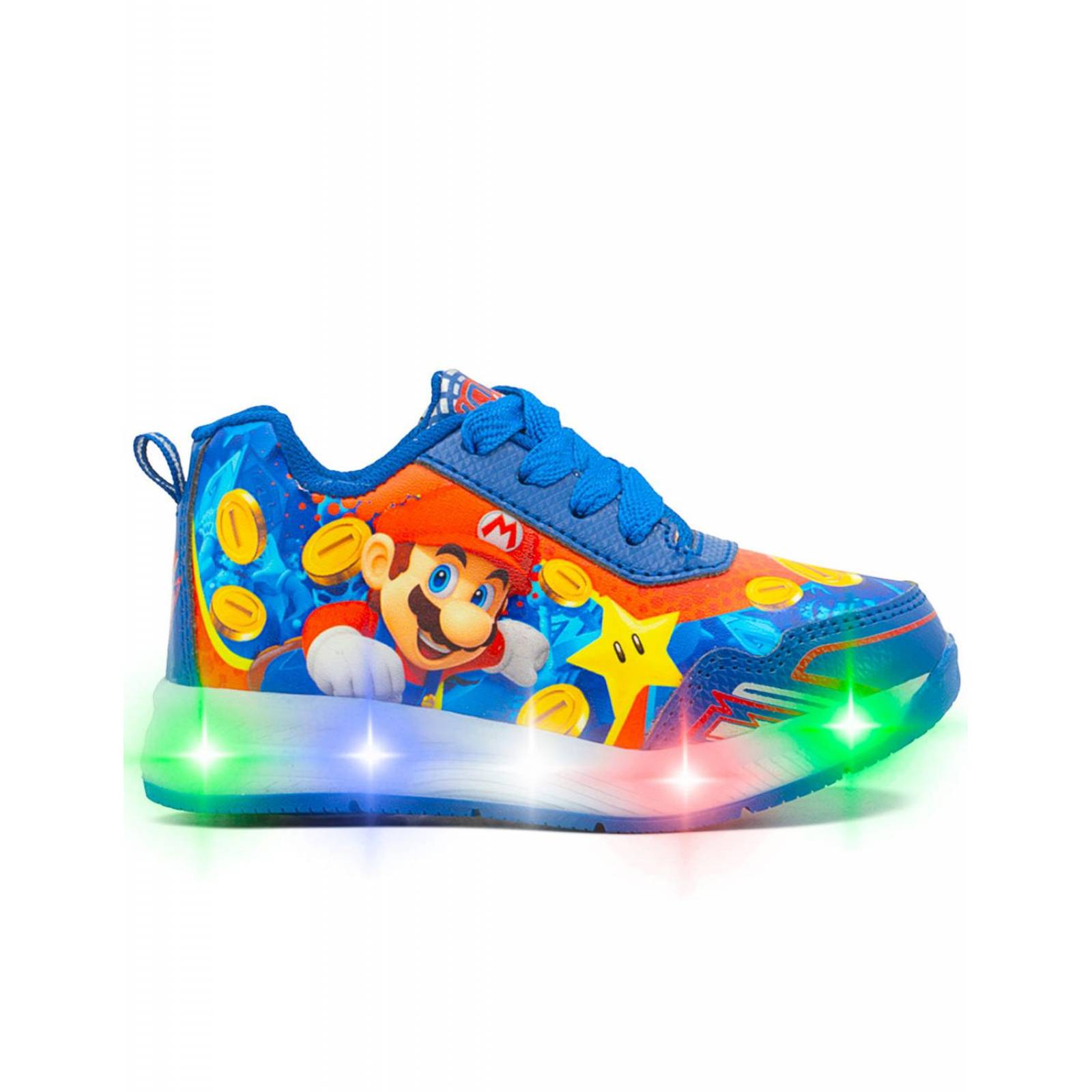 Tenis Little Kids Para Niño Mario Bros Con Luces Azul 15-22 