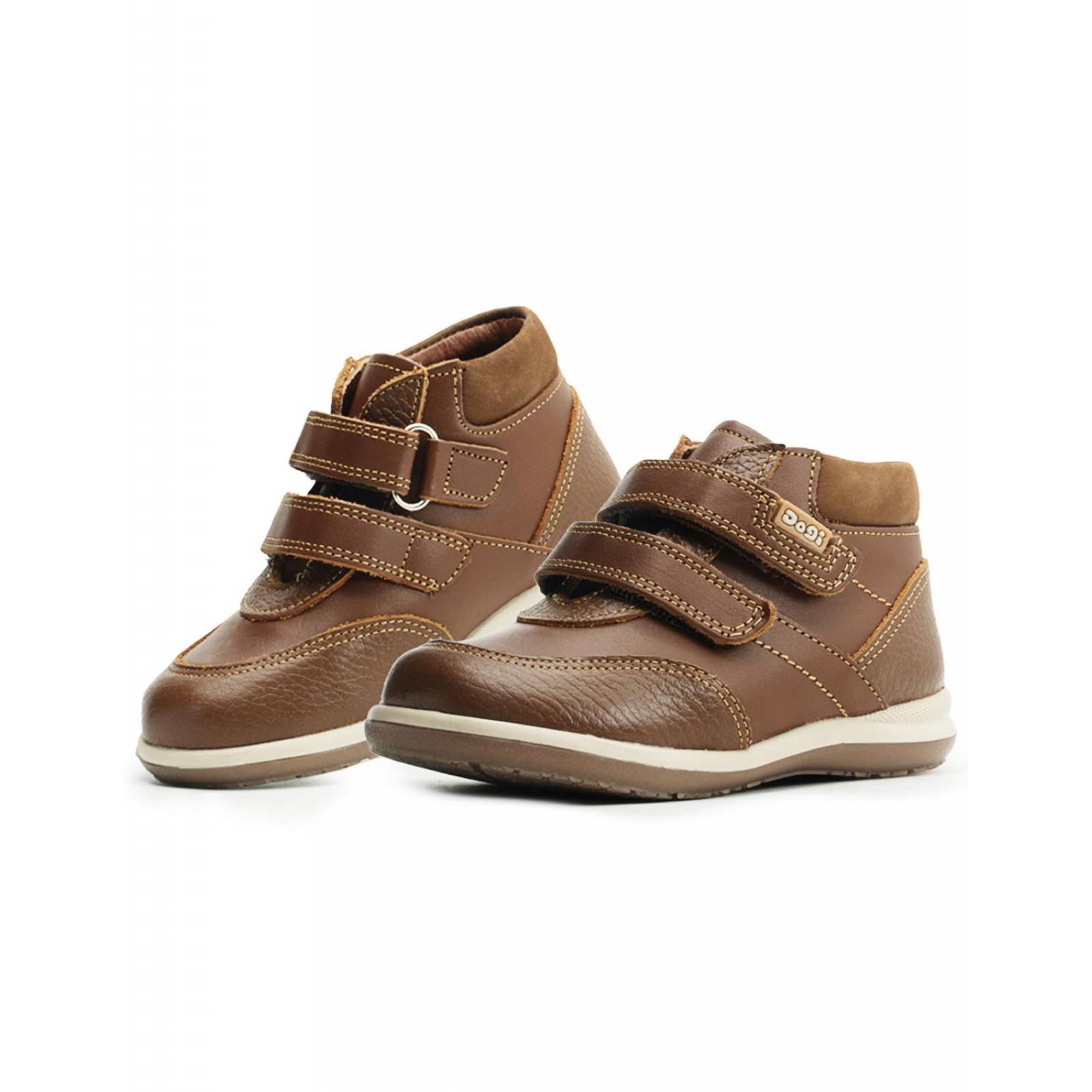 Bota Dogi Niño Casuales Miel Doble Velcor En Piel Elegancia