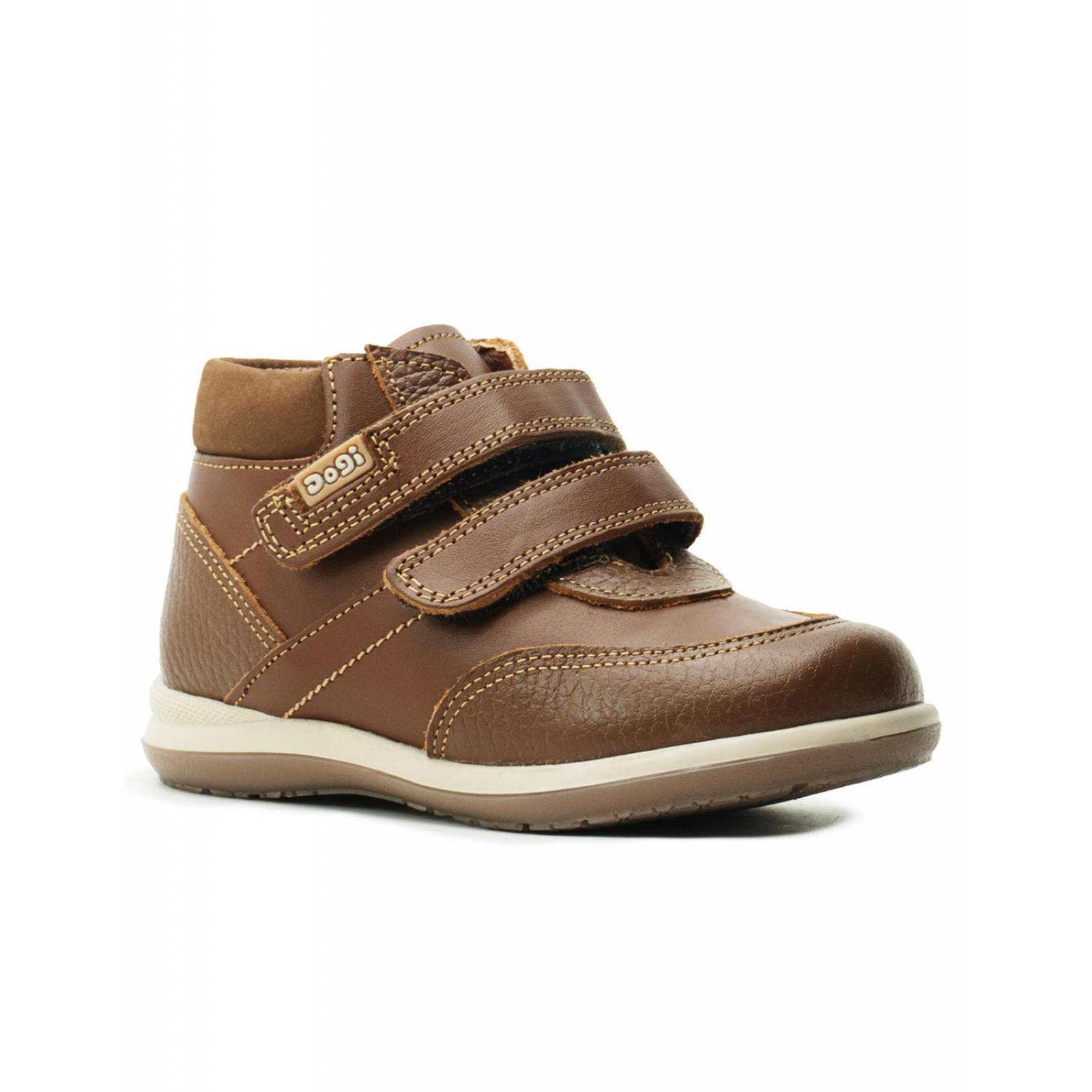 Bota Dogi Niño Casuales Miel Doble Velcor En Piel Elegancia