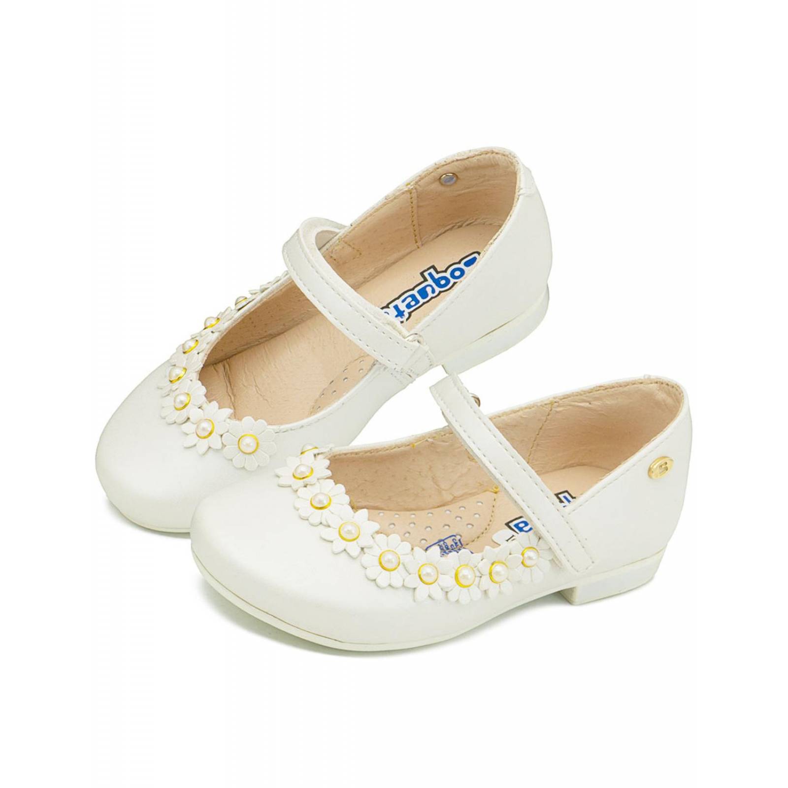 Balerina Coqueta Para Niña Casuales Slip-On Charol Blanco 