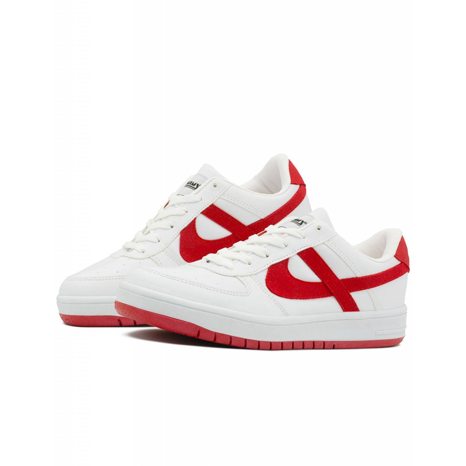 Tenis Panam Para Caballero Casuales Urbano Blanco/Rojo 23-29