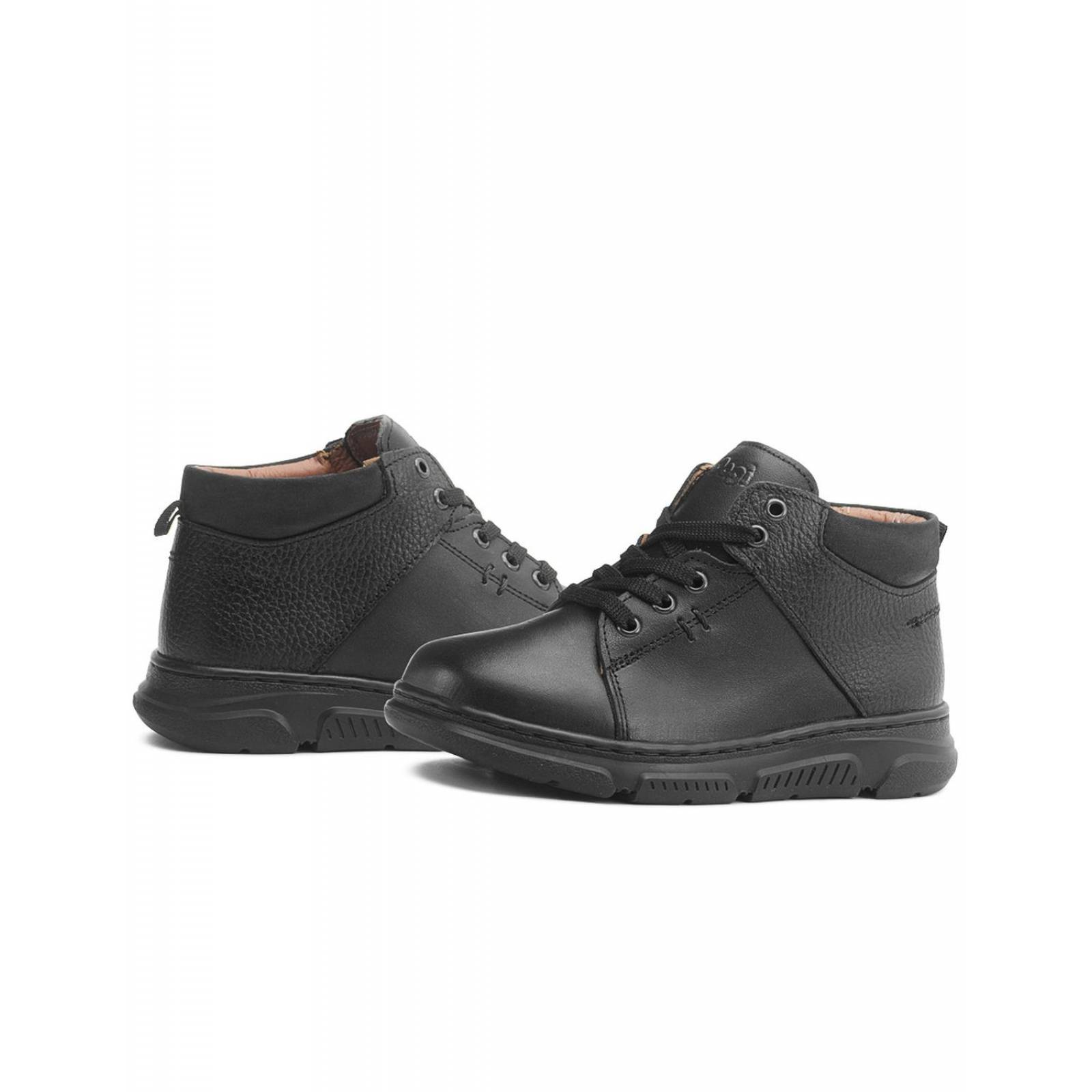 Botas Dogi Escolares Piel Para Niño Soporte Arco Napa Negro 