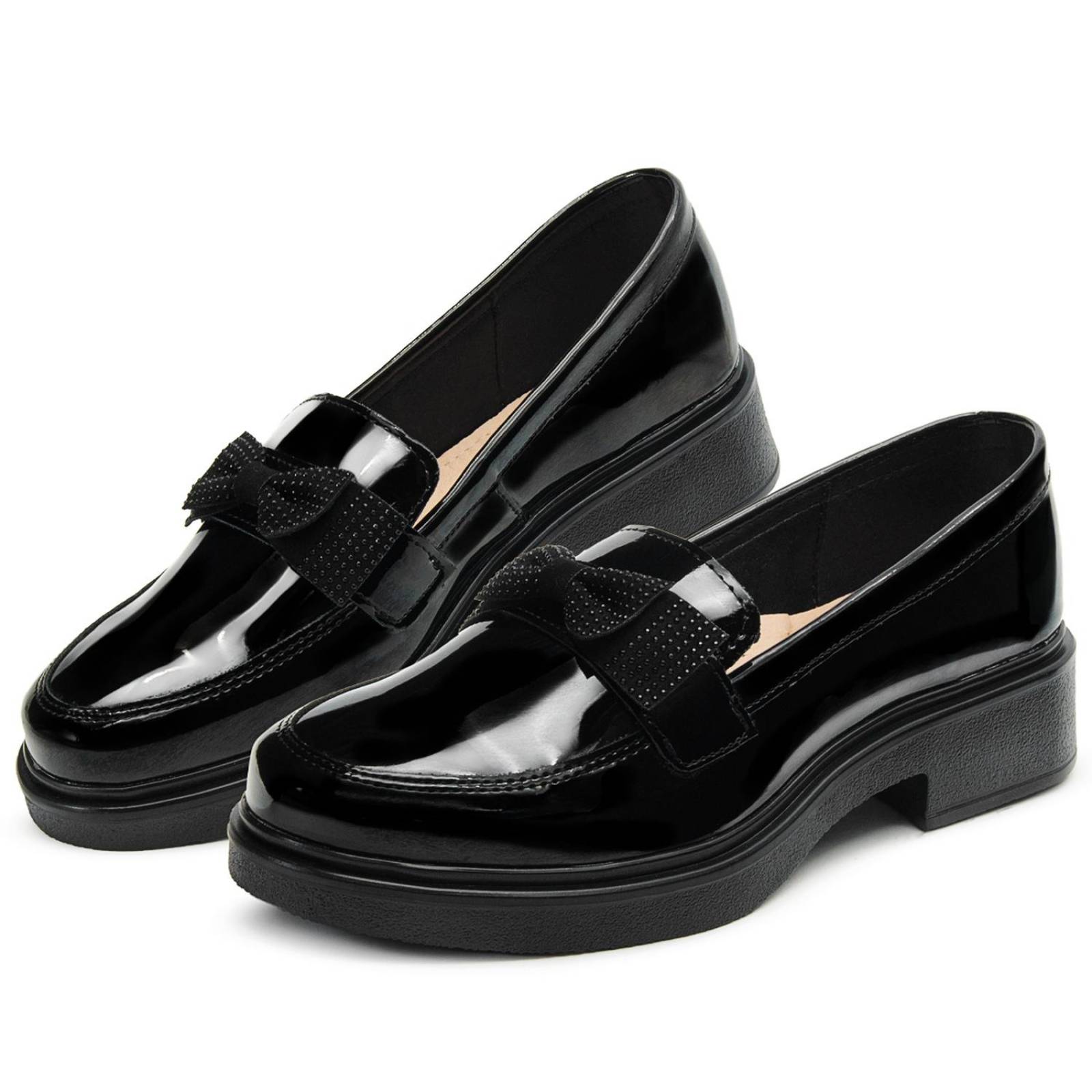 Zapato Botita Escolar Para Niña Dogi Charol Negro De Piel 