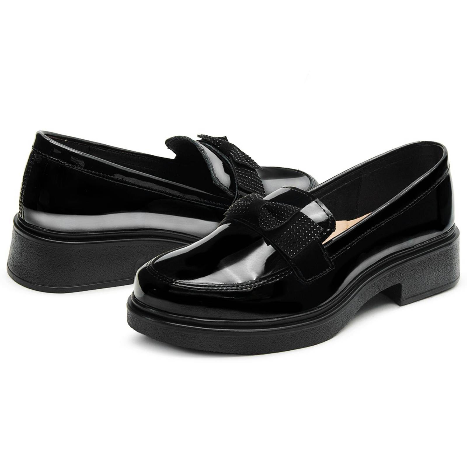 Zapato Botita Escolar Para Niña Dogi Charol Negro De Piel 