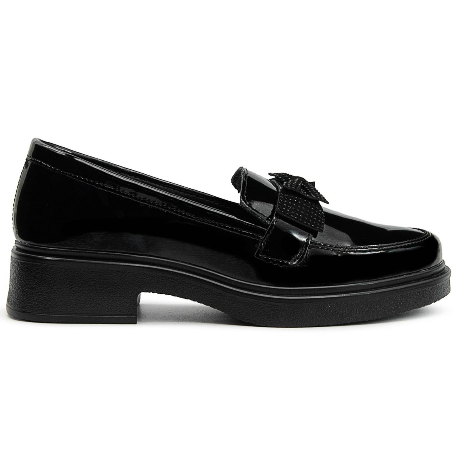 Zapato Botita Escolar Para Niña Dogi Charol Negro De Piel 