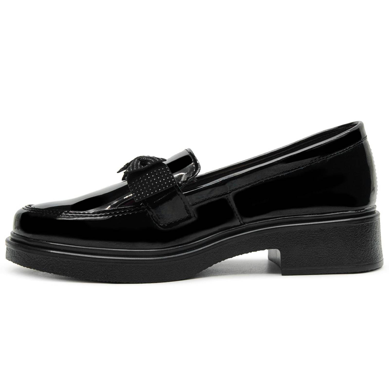 Zapato Botita Escolar Para Niña Dogi Charol Negro De Piel 