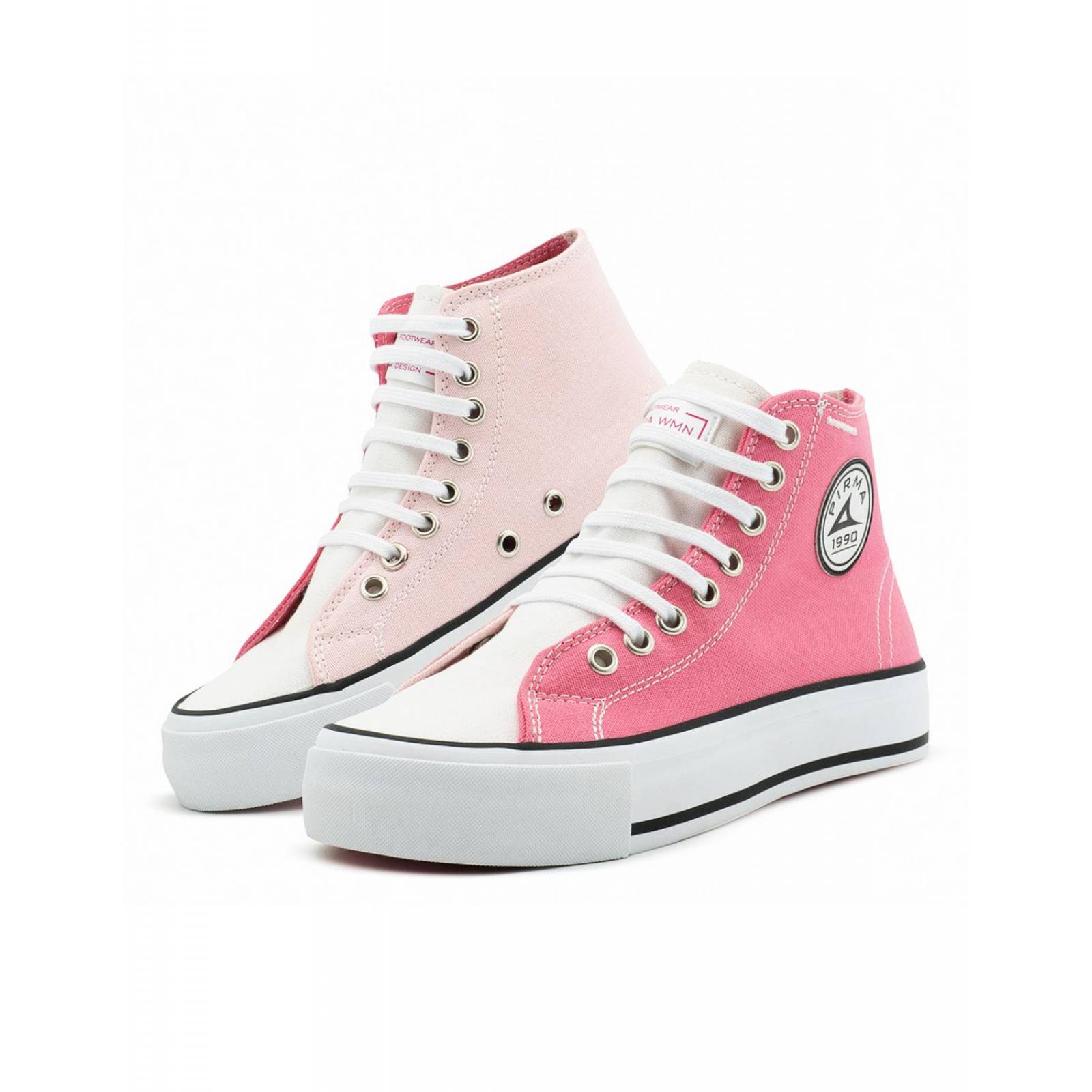 Tenis Bota Lona Pirma Para Mujer Estilo Urbano Rosa Dúo 