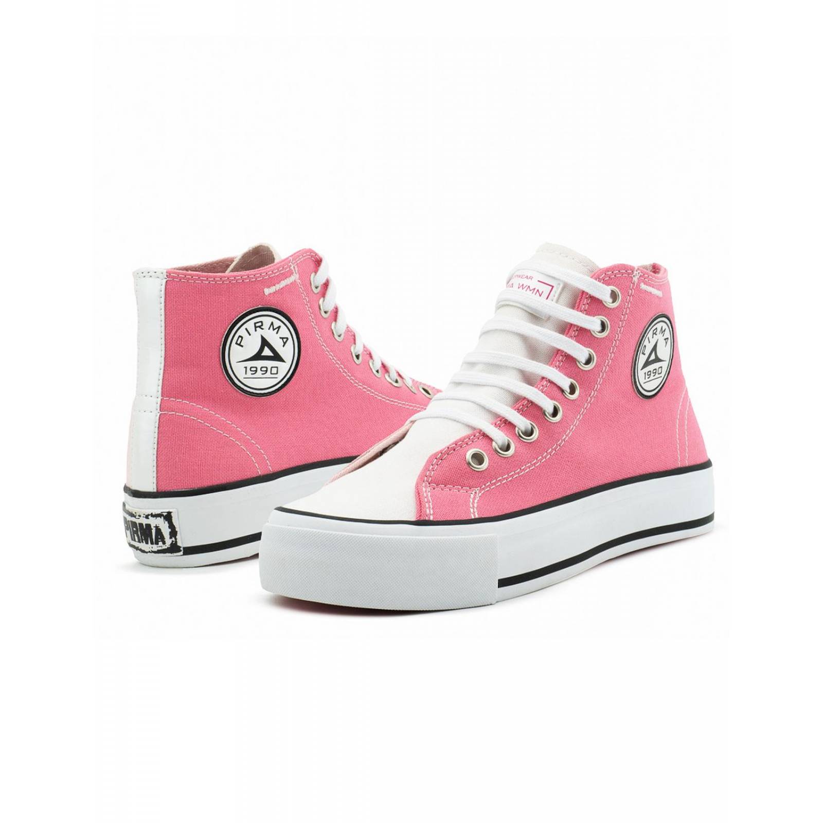 Tenis Bota Lona Pirma Para Mujer Estilo Urbano Rosa Dúo 