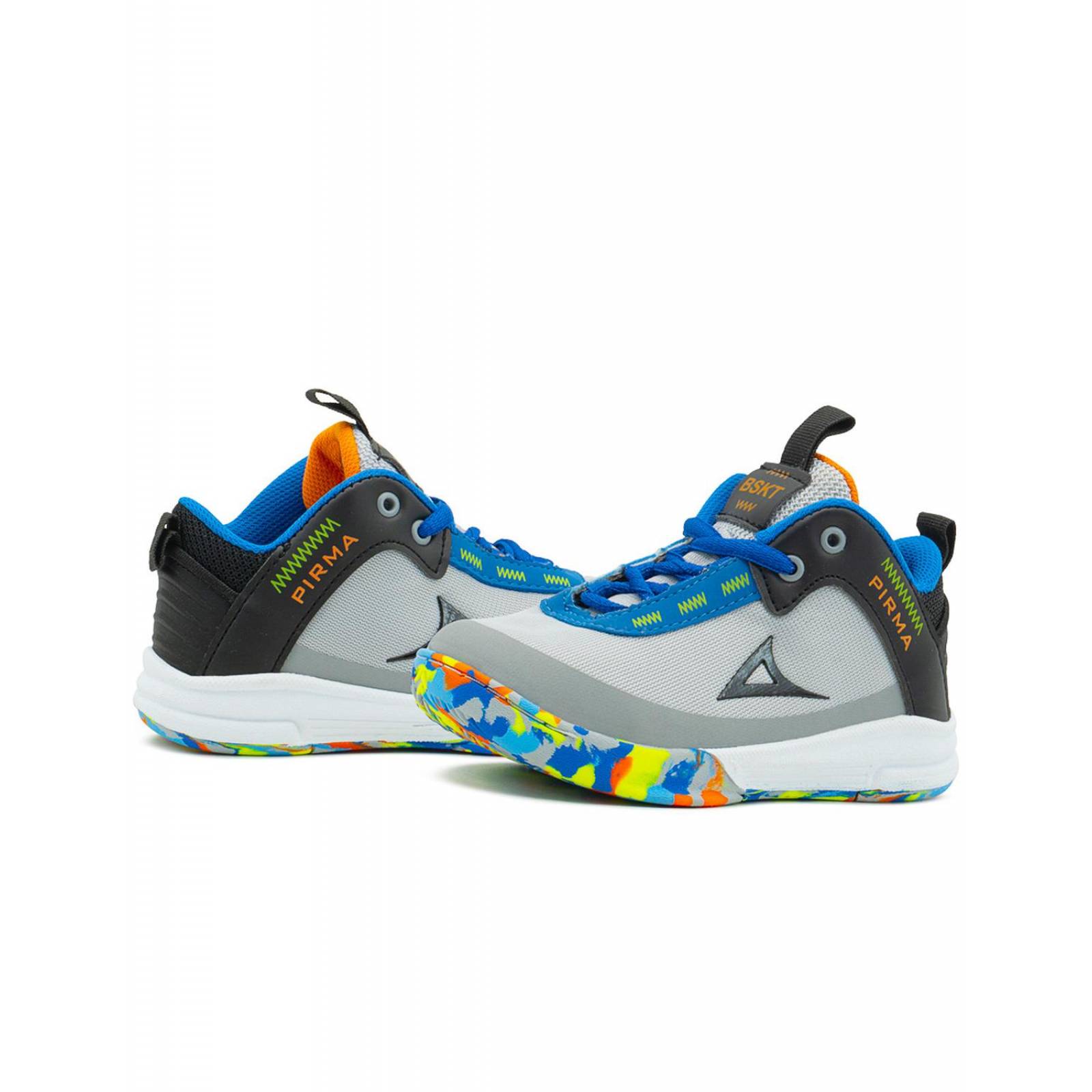 Tenis Pirma Para Niño Basketball Profesional Gris Negro 