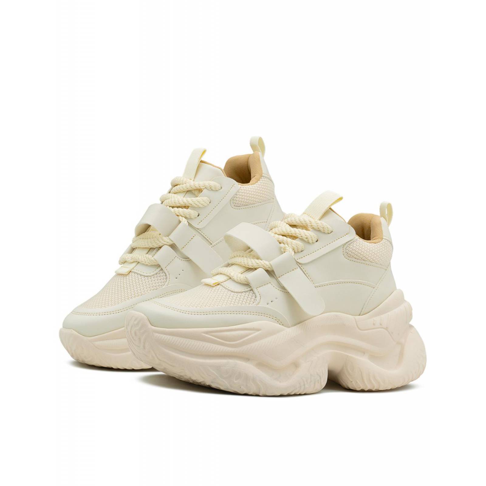 Tenis Con Plataforma Para Mujer Suela Chunky Color Latte