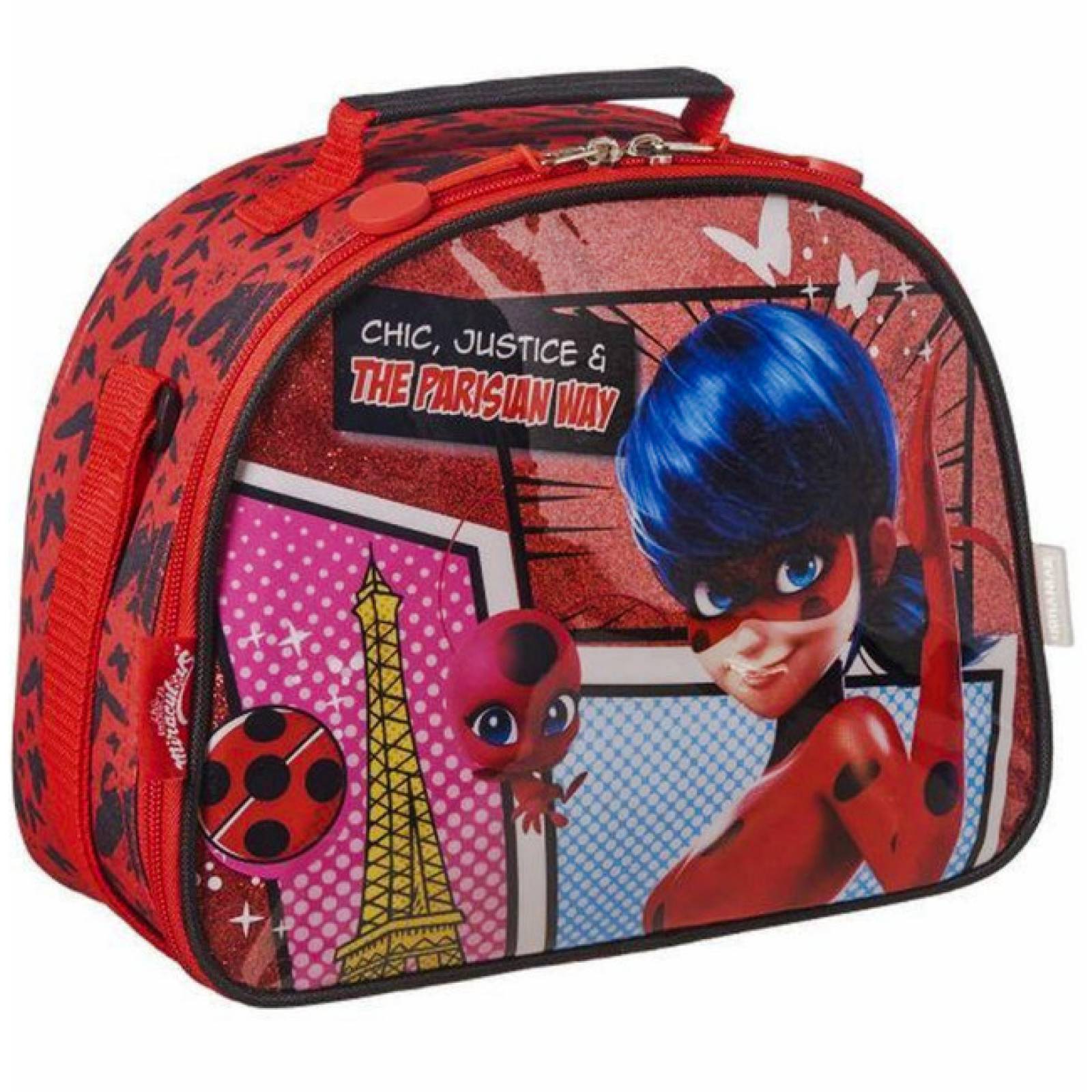 Set Combo Mochila Primaria  Lonchera Termica y Lapicera  Lady Bug Miraculous Mod. LB1113