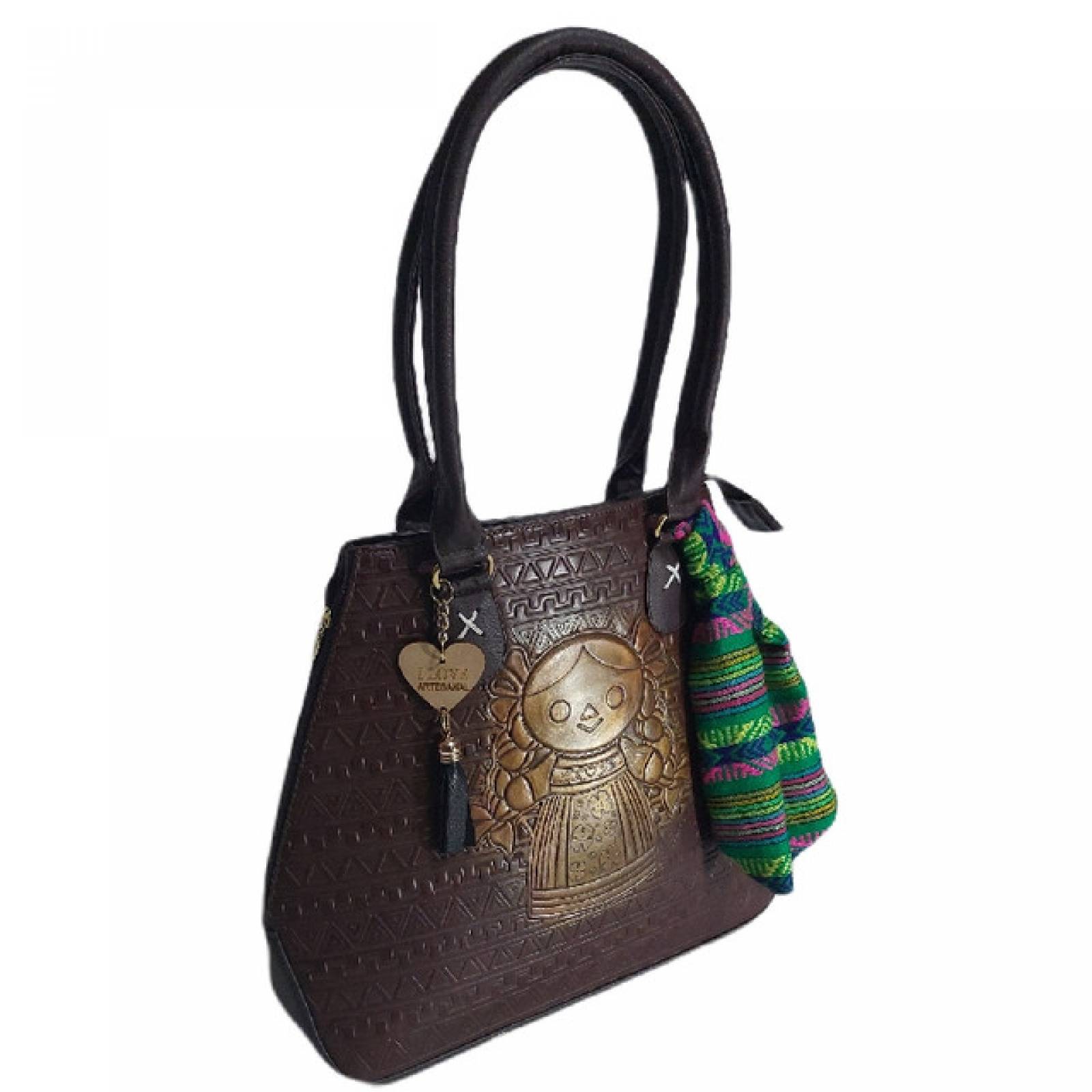 BOLSA PARA DAMA EN PIEL TROQUELADA A MANO MOD. 59-01625-2