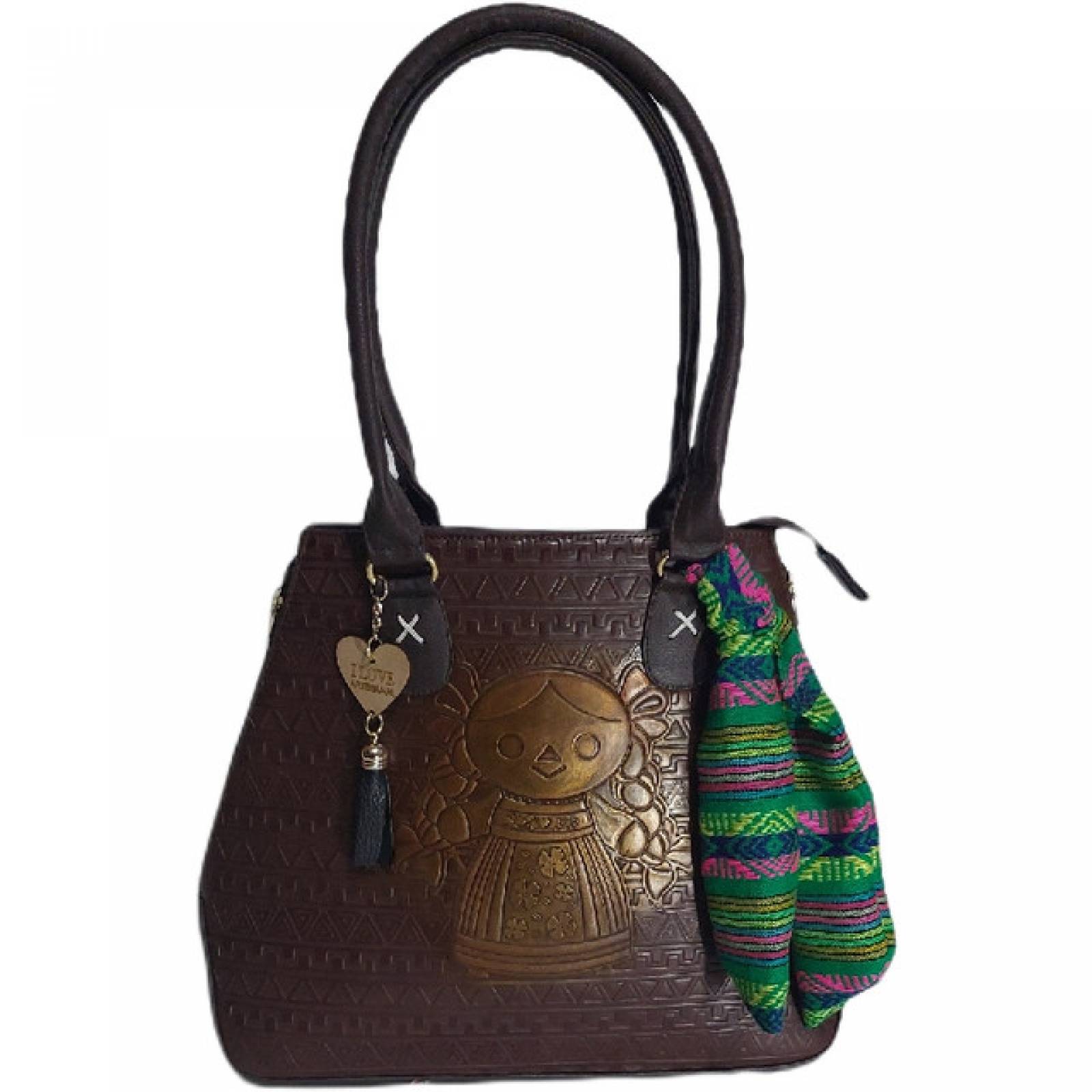 BOLSA PARA DAMA EN PIEL TROQUELADA A MANO MOD. 59-01625-2