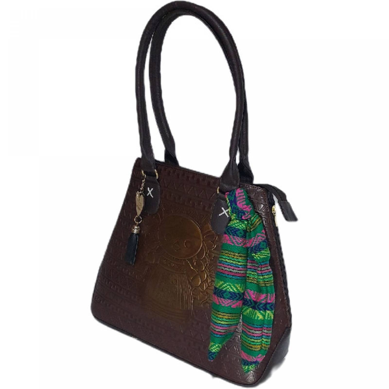 BOLSA PARA DAMA EN PIEL TROQUELADA A MANO MOD. 59-01625-2