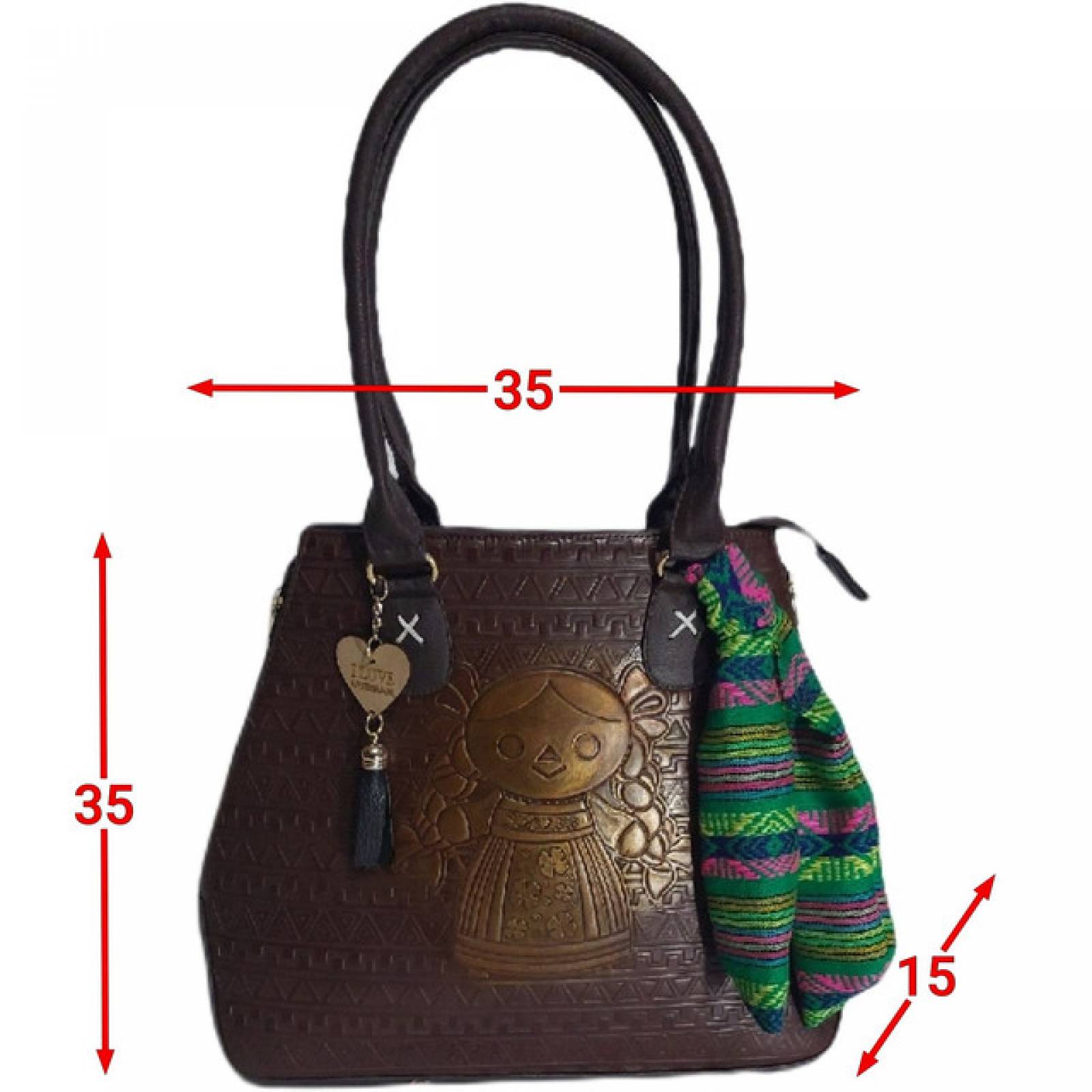 BOLSA PARA DAMA EN PIEL TROQUELADA A MANO MOD. 59-01625-2