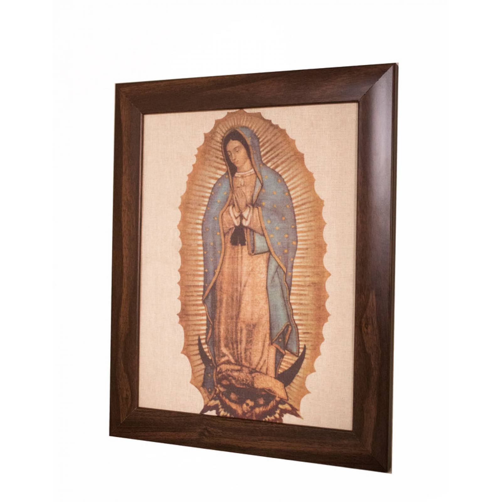 Cuadro Virgen de Guadalupe mediano color roble medida 30x23 cm