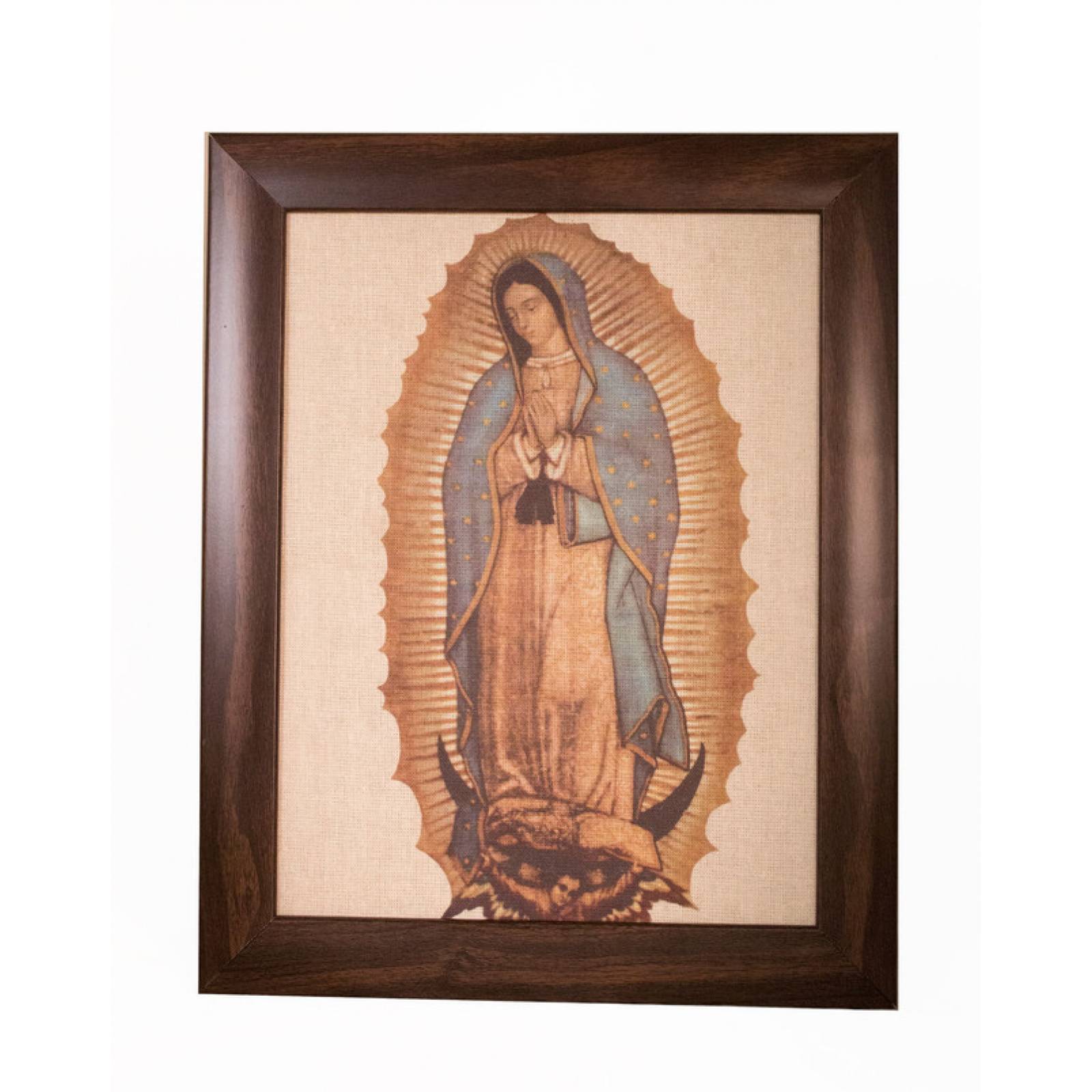 Cuadro Virgen de Guadalupe mediano color roble medida 30x23 cm