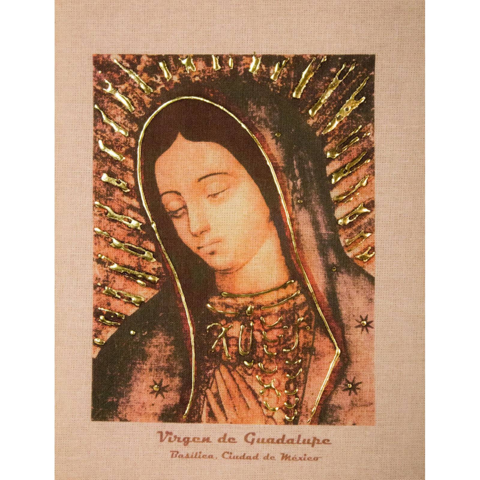 Cuadro Virgen de Guadalupe rostro conmemorativo mediano color cafe medida 30x23 cm
