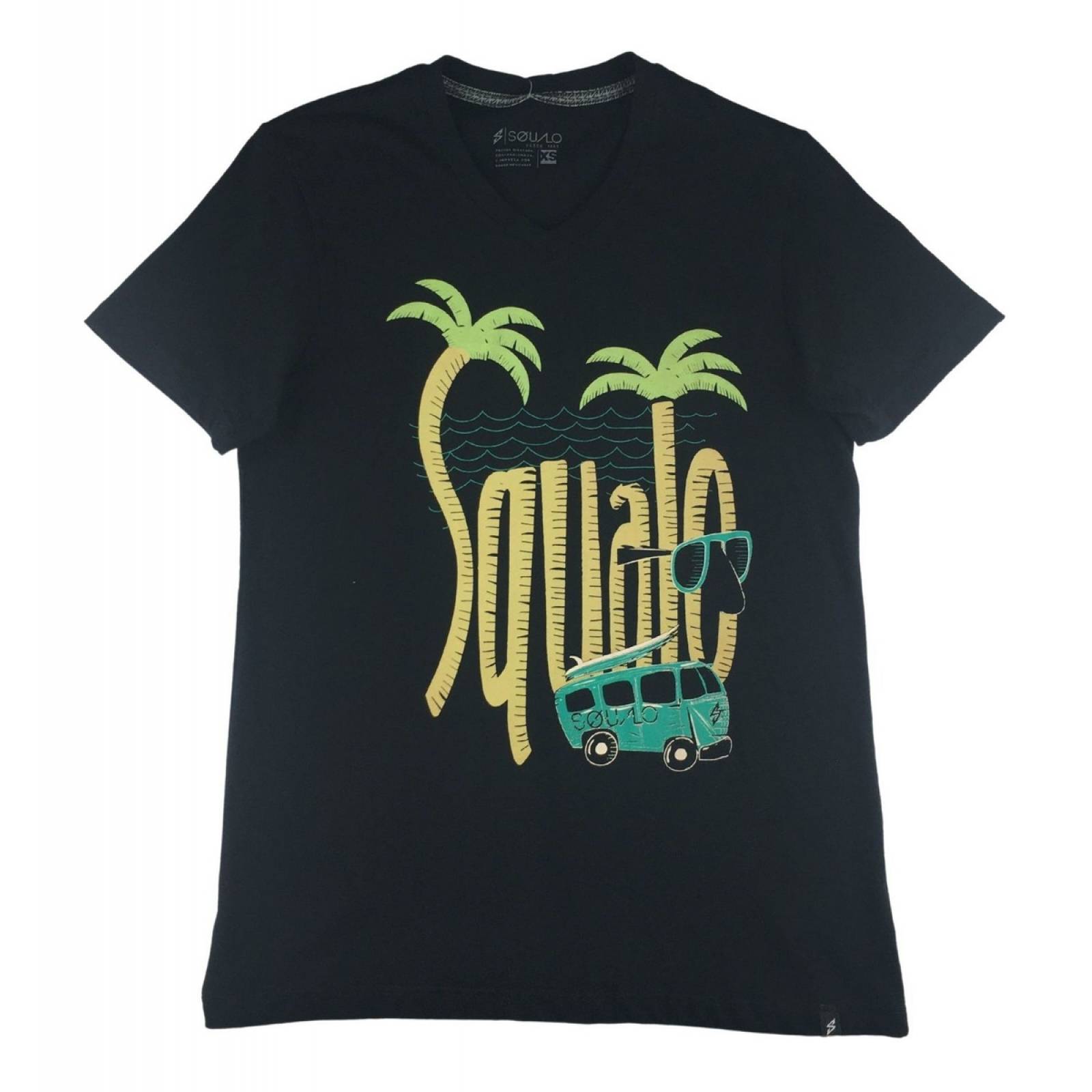 Playera Squalo Hombre Negra Combi