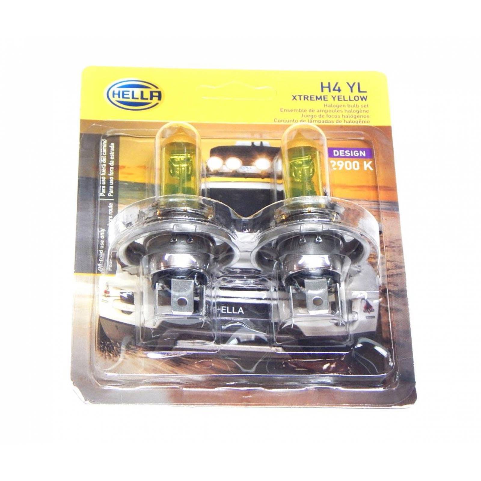 Foco H4 Luz Amarilla Premium 60-55 Watts 2 Focos Hella 