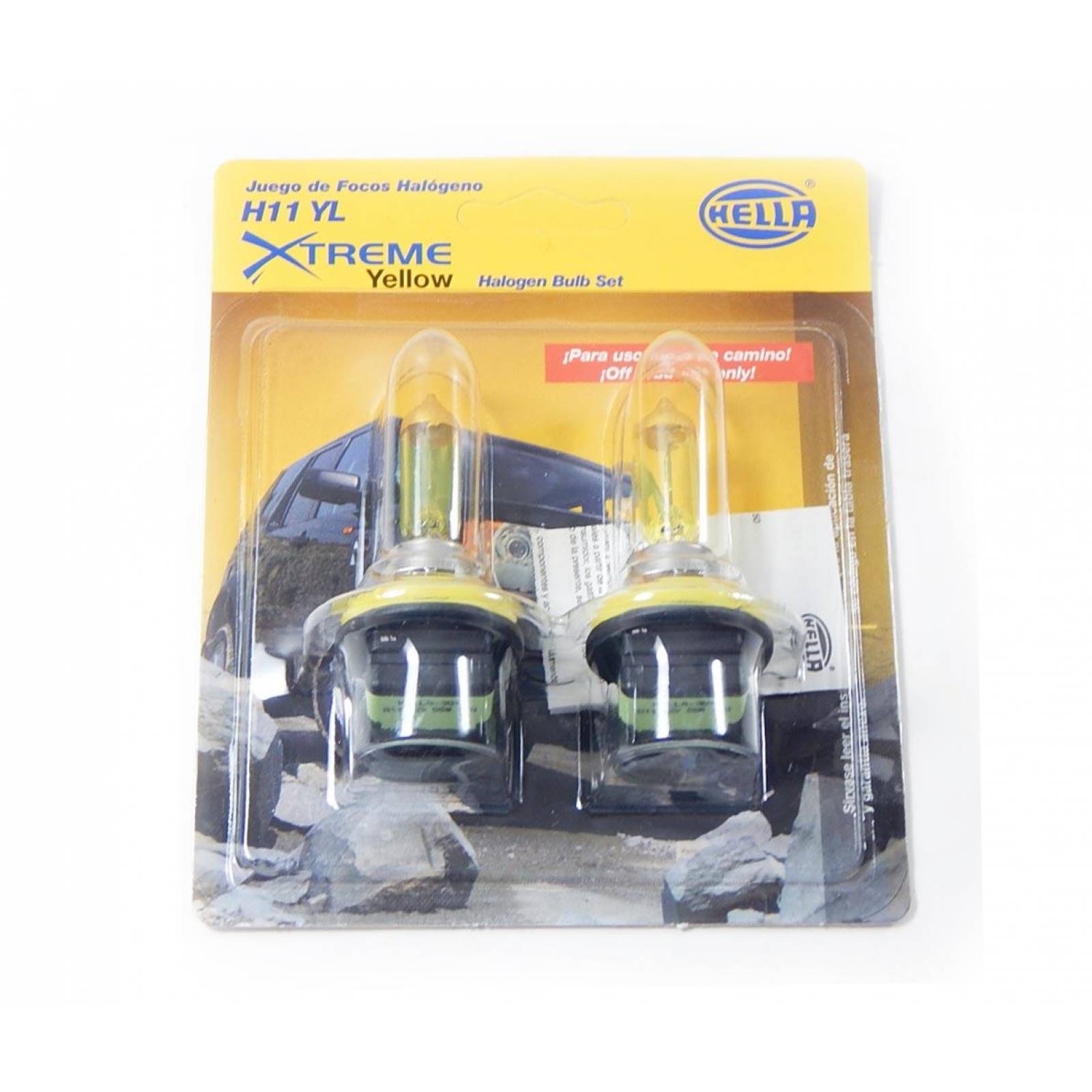 Foco H11 YL Design Xtreme Yellow 55 Watts 2 Focos Hella 