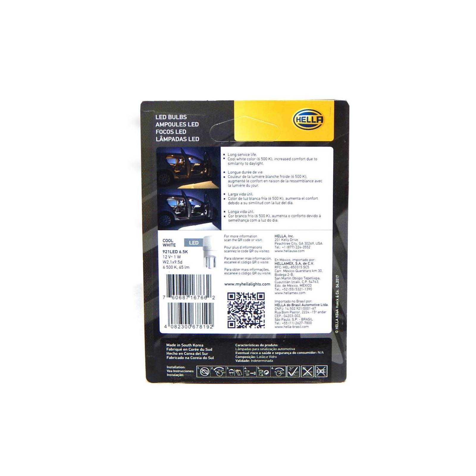 Foco 921LED6.5K Led 1 Watts 2 Focos Hella 