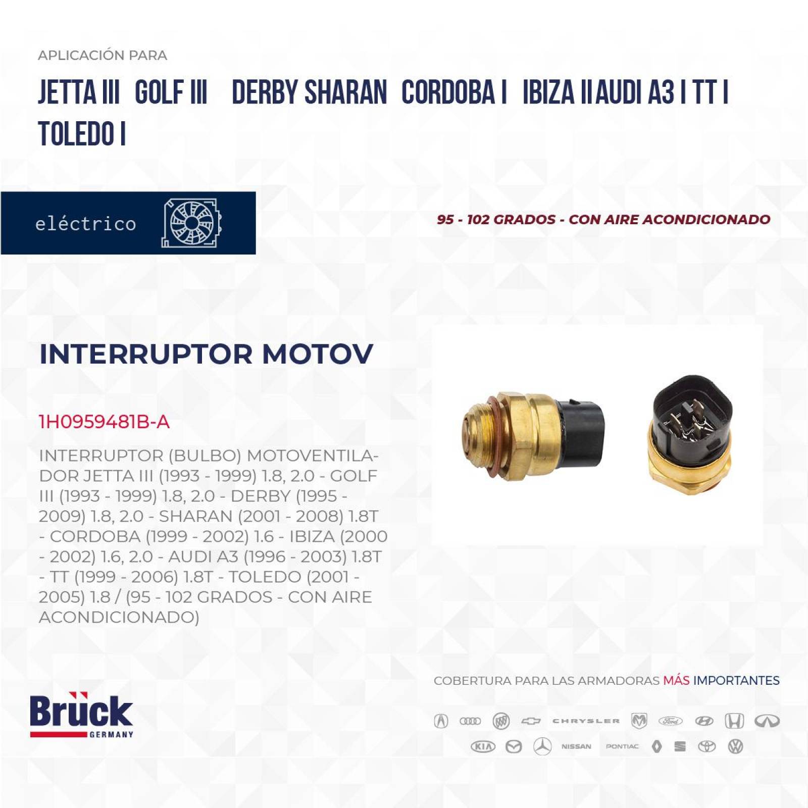 Interruptor Bulbo Motoventilador 1H0959481B-A Bruck-Germany 