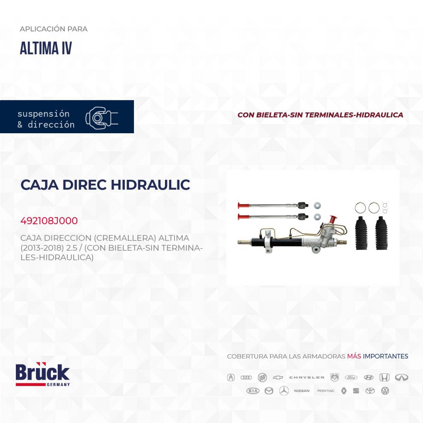 Caja Direccion Cremallera Hidraulica 492108J000 Bruck-Germany 