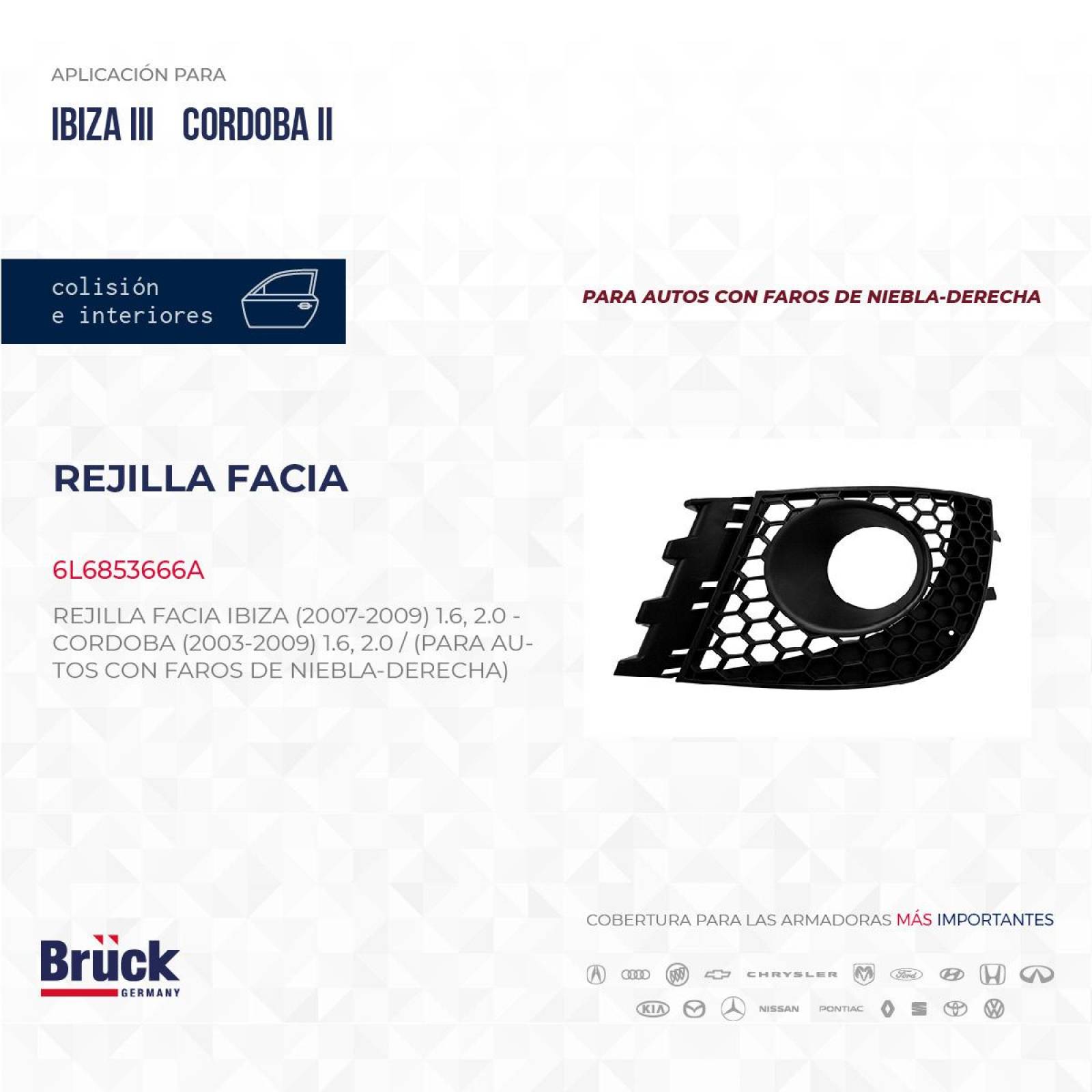 Rejilla Facia 6L6853666A Bruck-Germany 