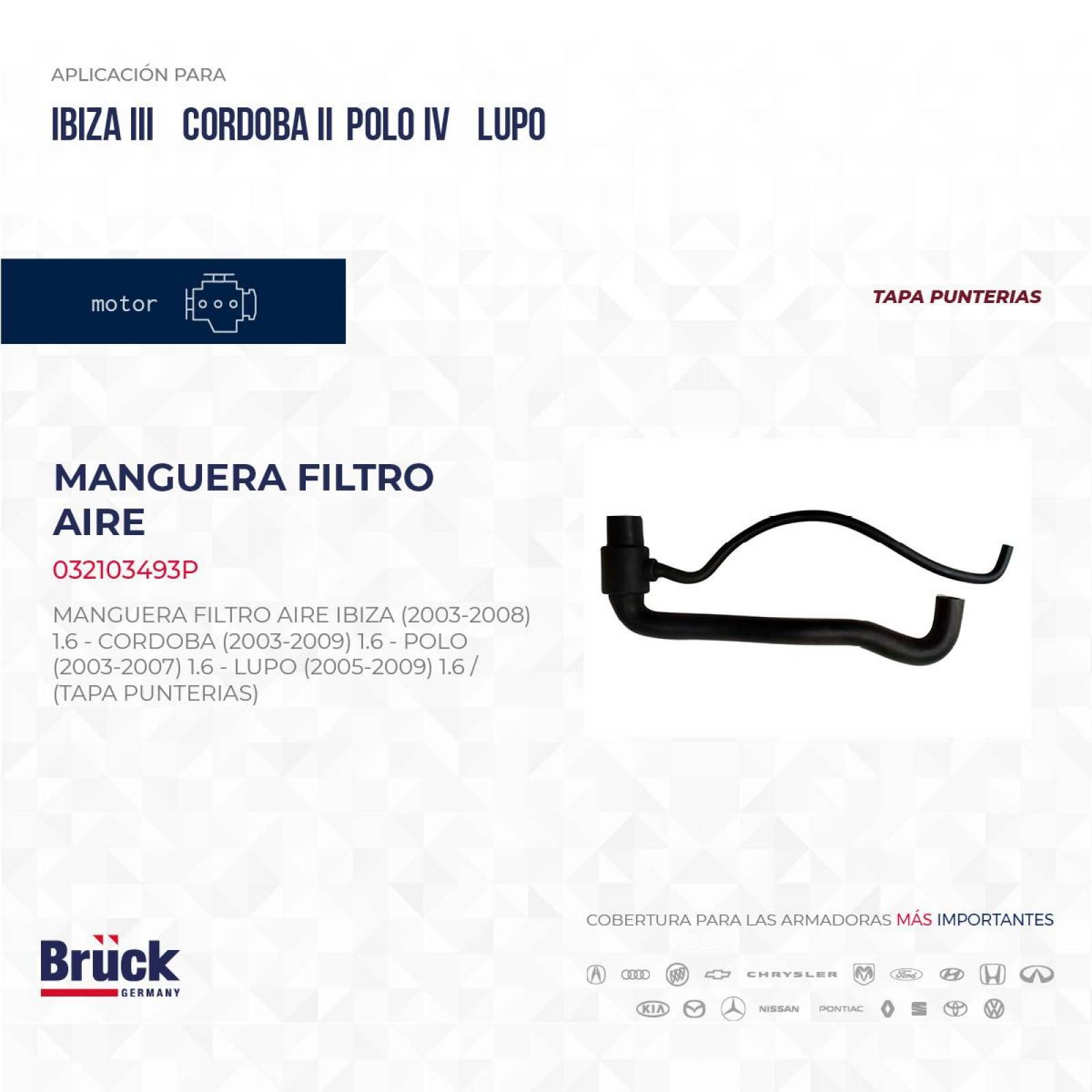 Manguera Filtro Aire 032103493P Bruck-Germany