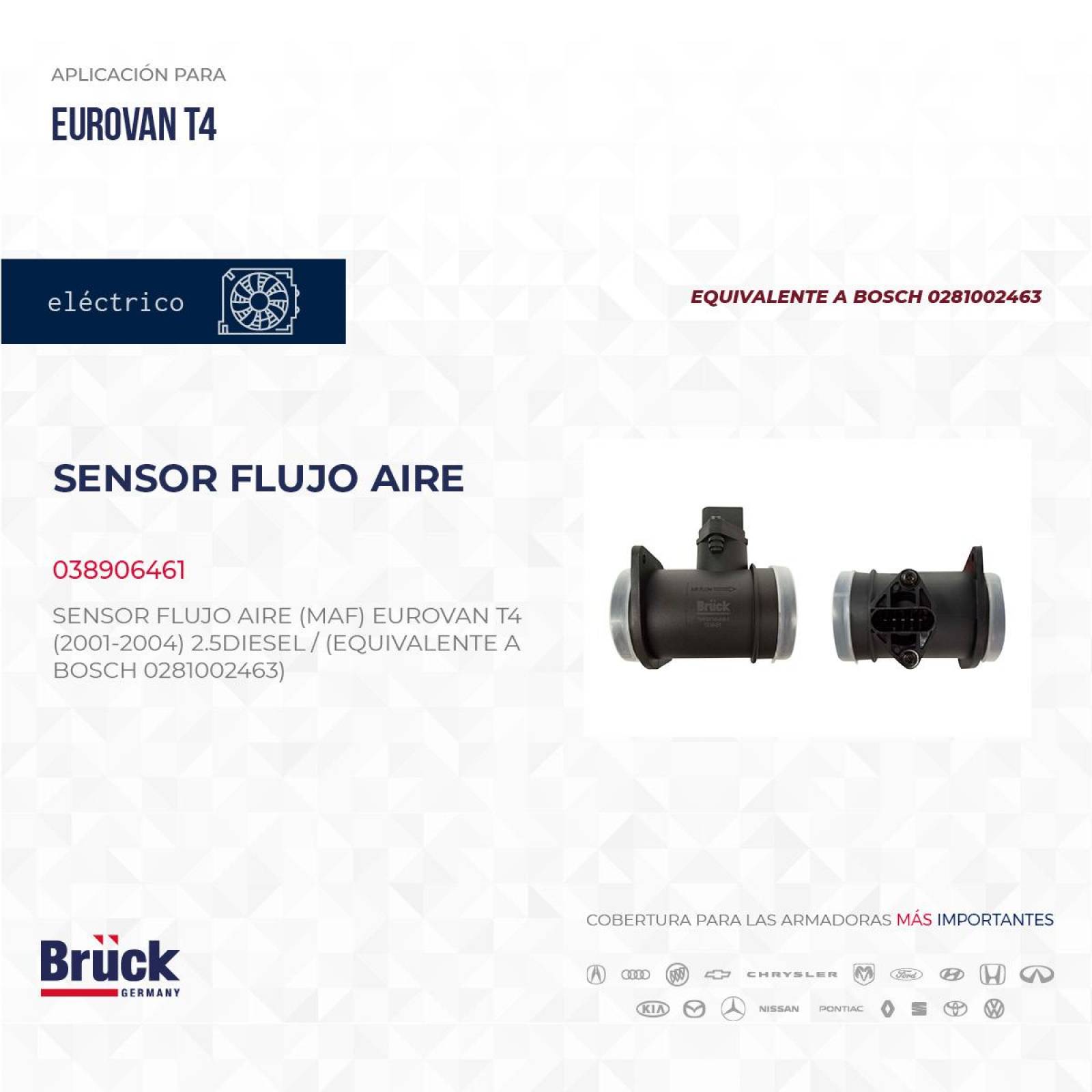 Sensor Flujo Aire Maf 38906461 Bruck-Germany 