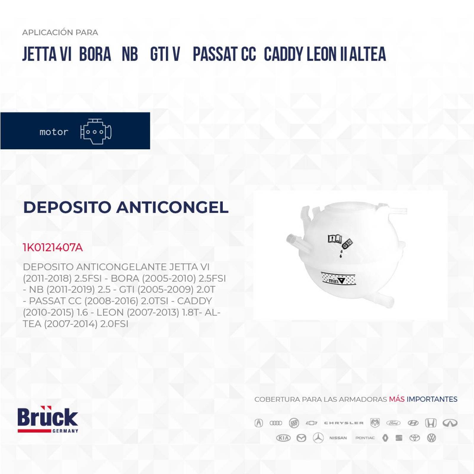 Deposito Anticongelante 1K0121407A Bruck-Germany 