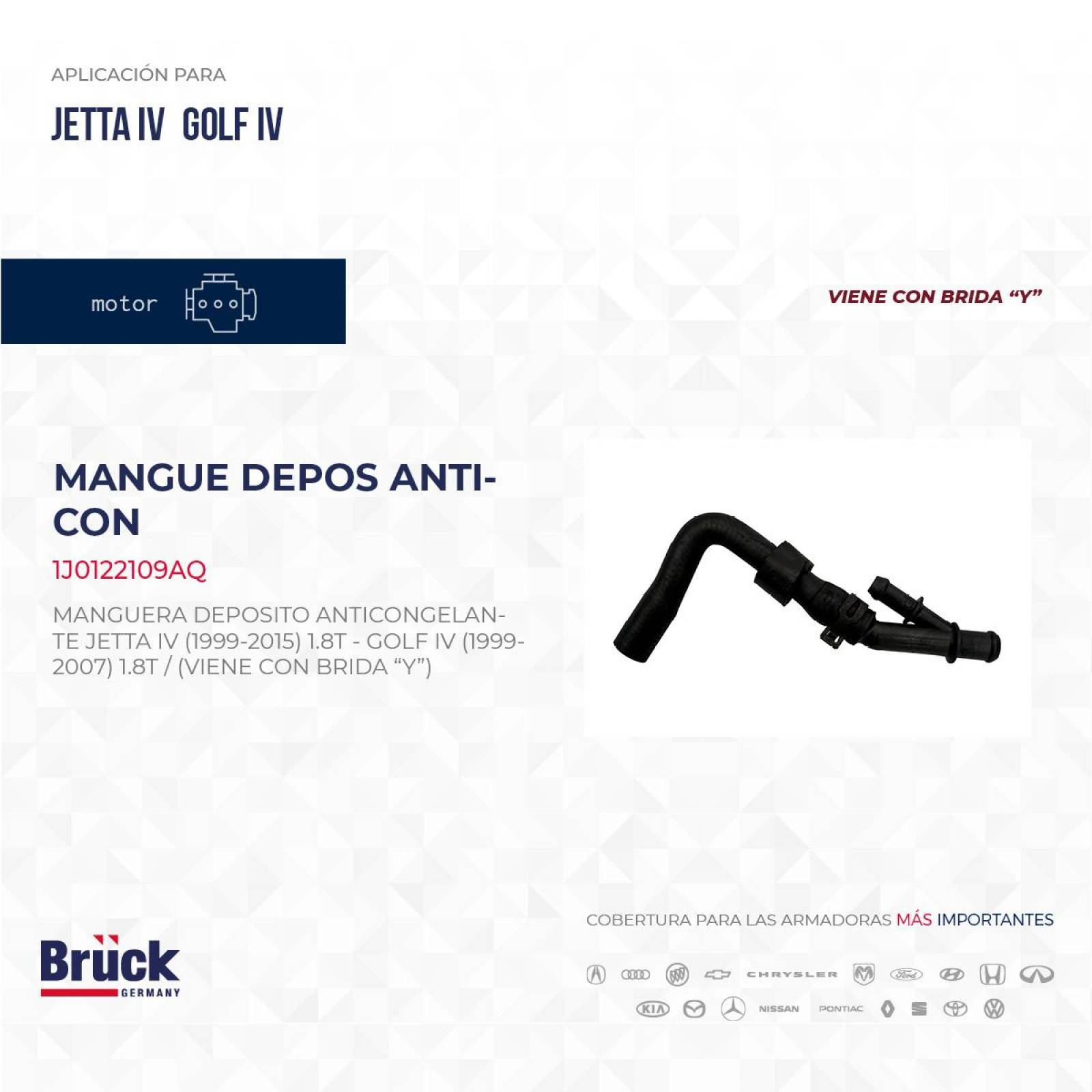 Manguera Deposito Anticongelante 1J0122109AQ Bruck-Germany 