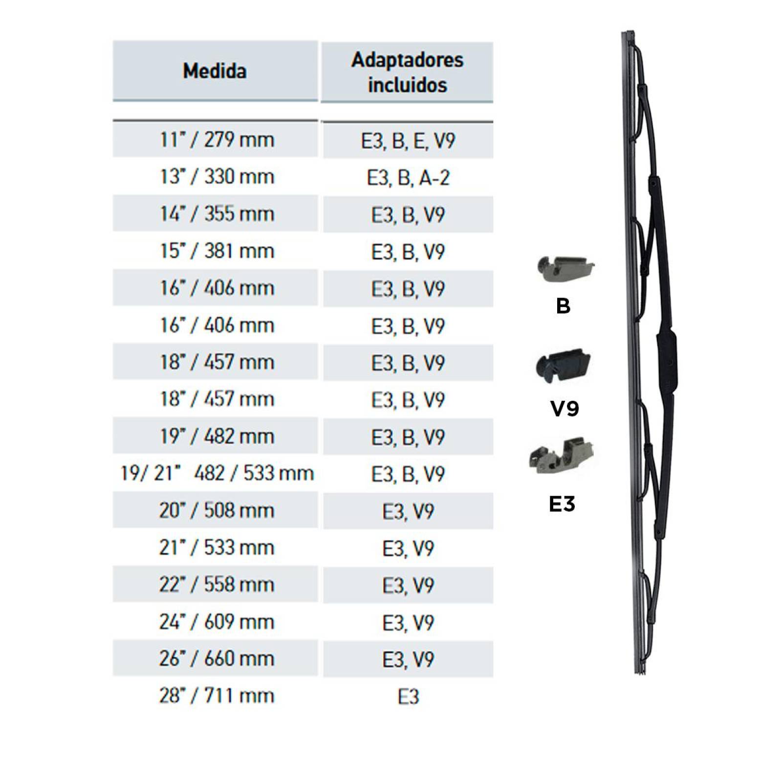 Juego 2 Plumas Limpiaparabrisas Hella Vocho Sedan 11 Pulgadas 
