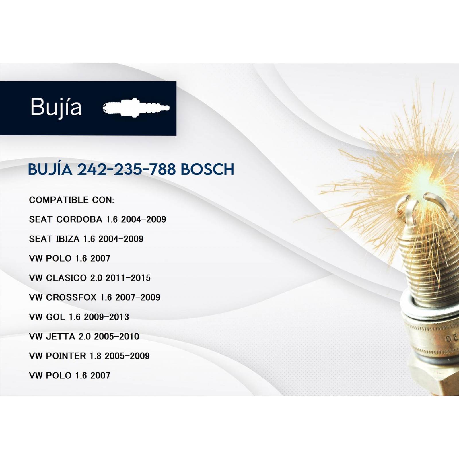 Bujia 3 Electrodos Bosch Flr7Htc0 Niquel 