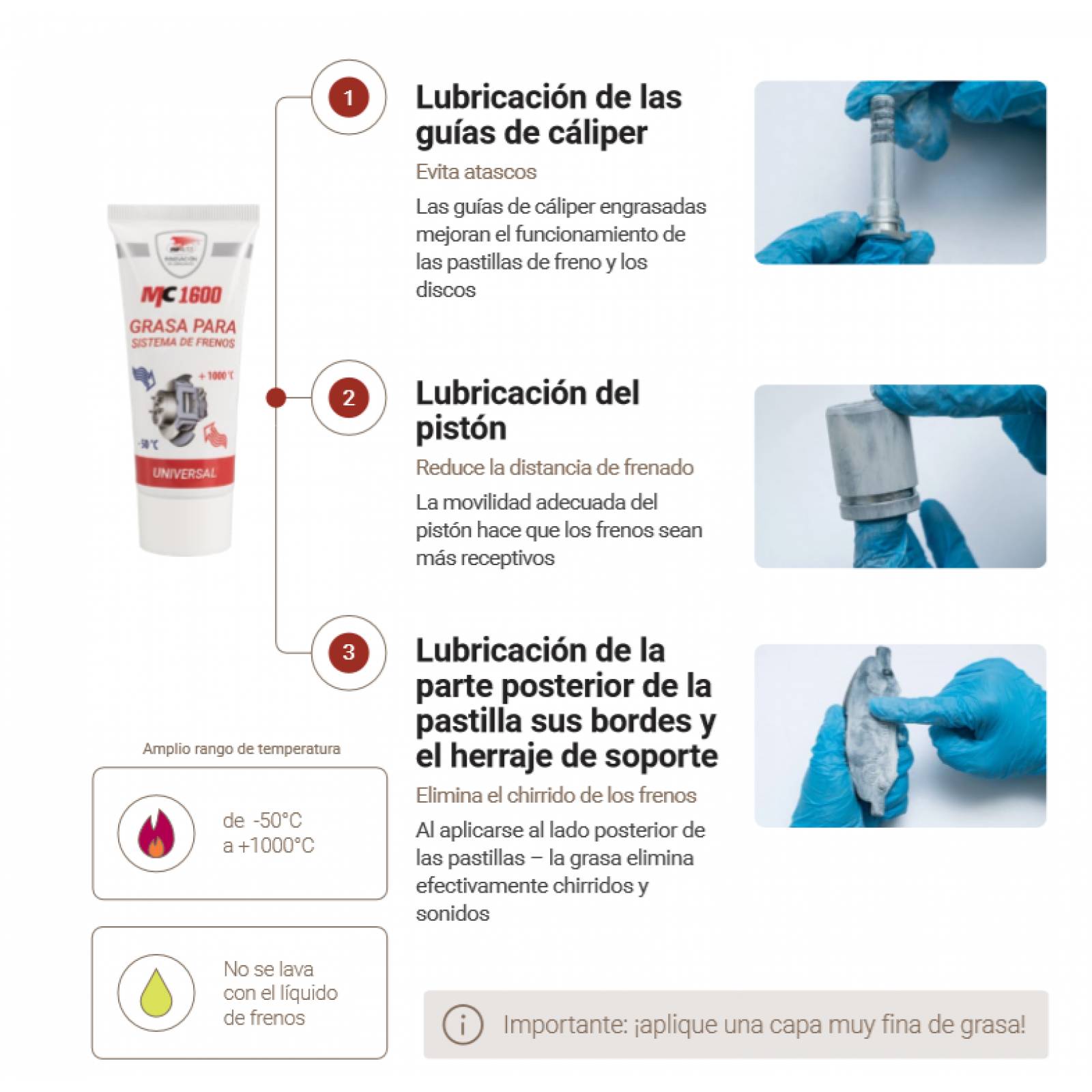 Grasa Universal Sistema De Frenos Vmpauto MC 1600 50 g