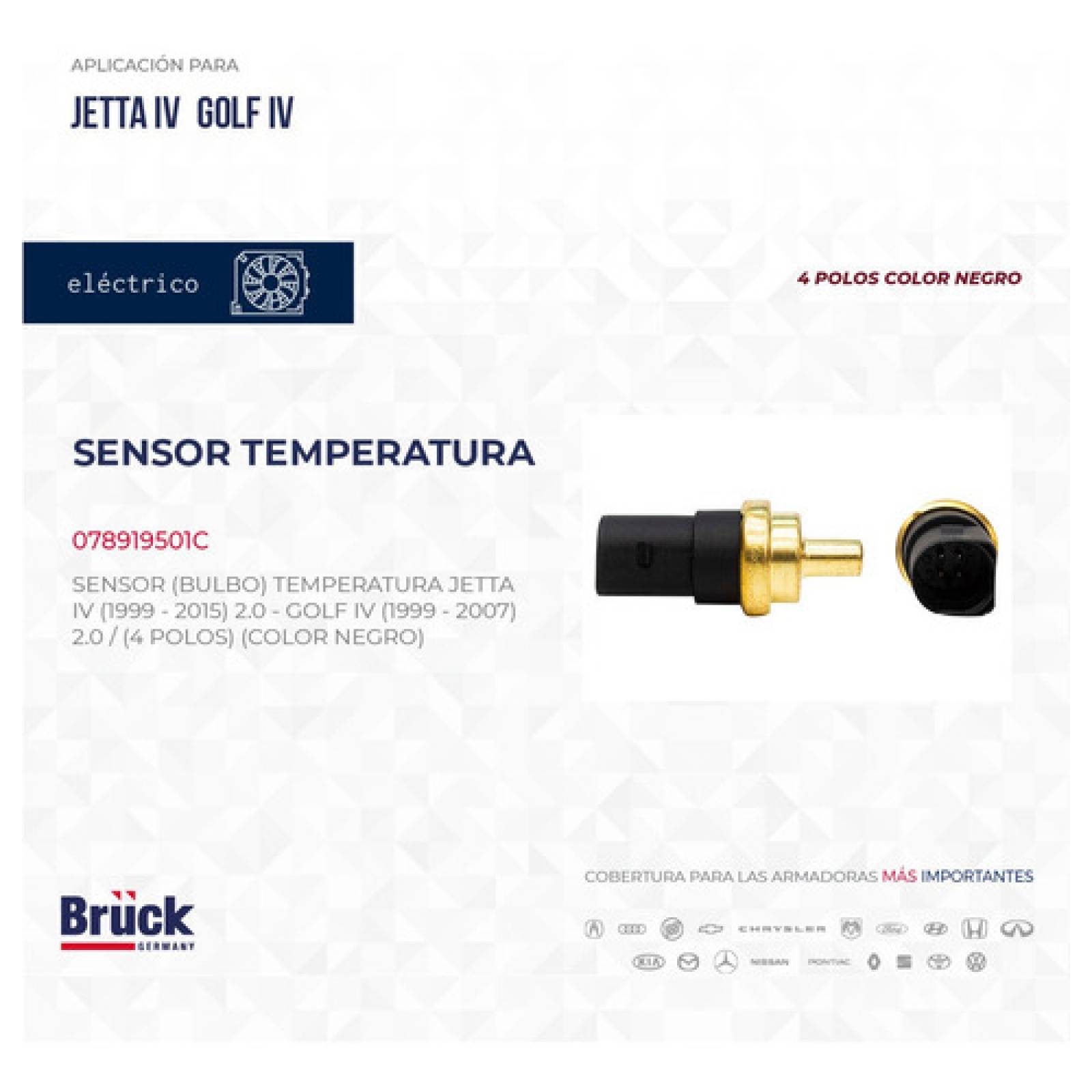 Bulbo Sensor Temperatura Golf-jetta A4 Clasico 99-18 4 Polos