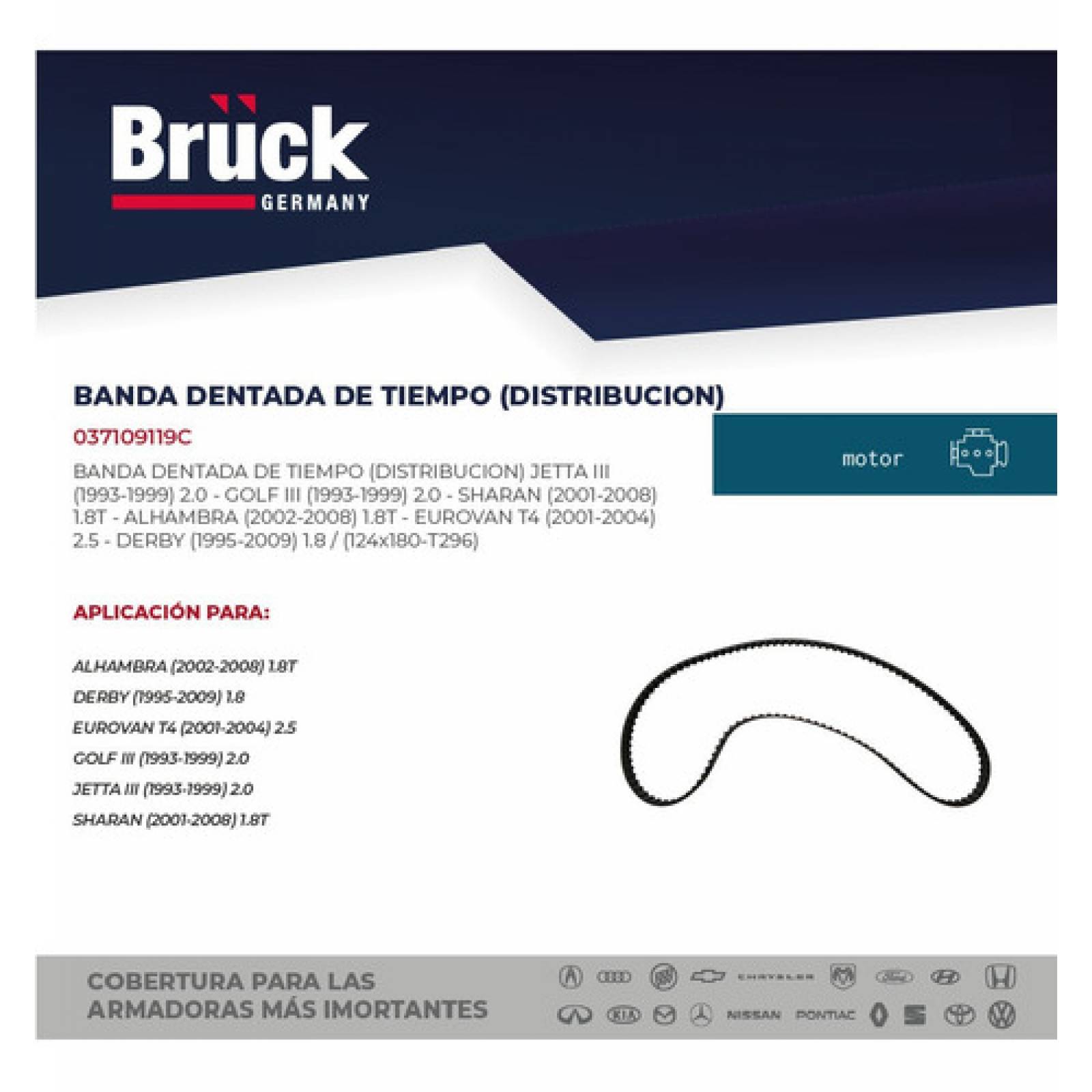 Banda Distribucion Tiempo Jetta Golf A3 2.0 Lt 93-99 Tb 262