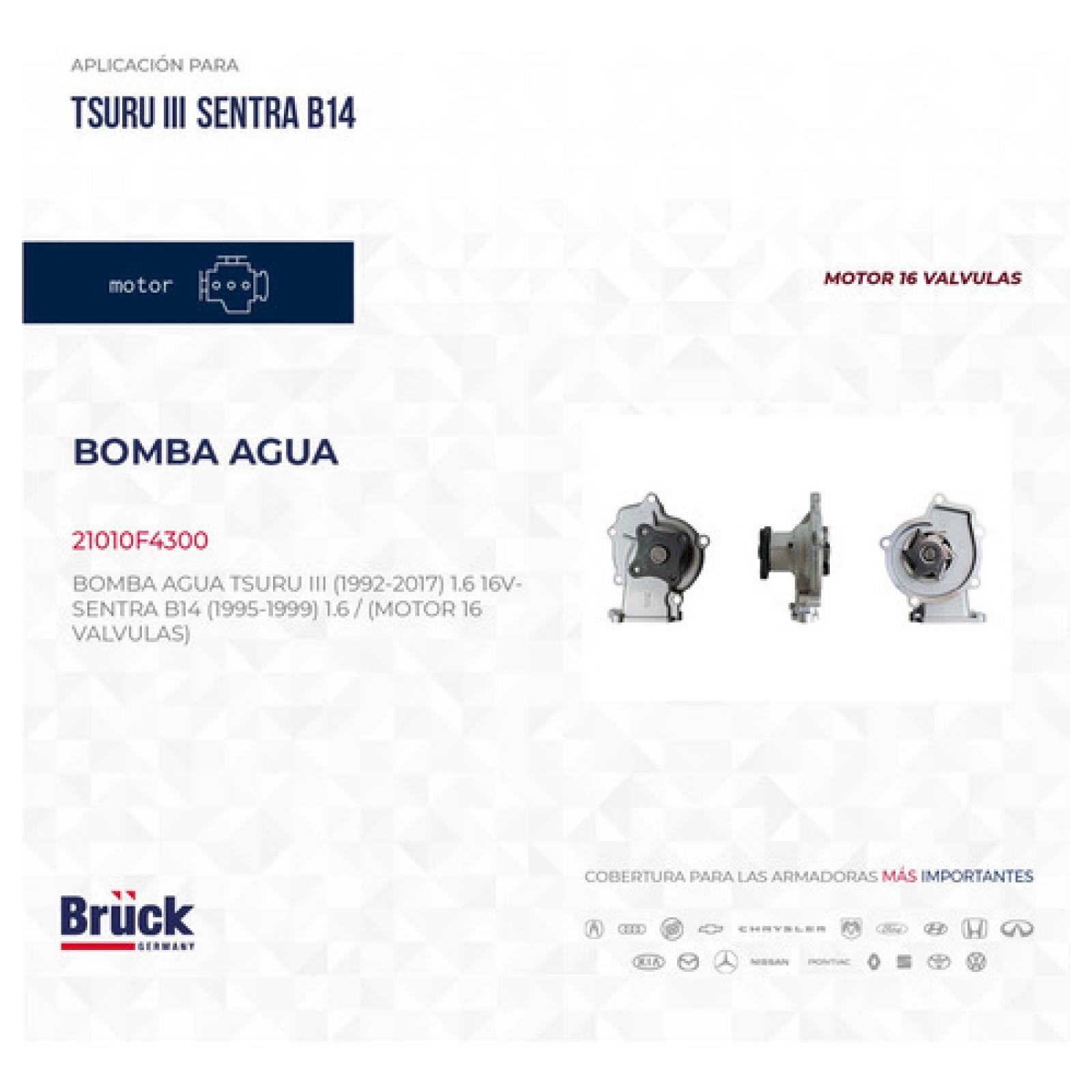 Bomba Agua Tsuru I I I 1994-2017 16 Val Sentra 95-00 Bruck