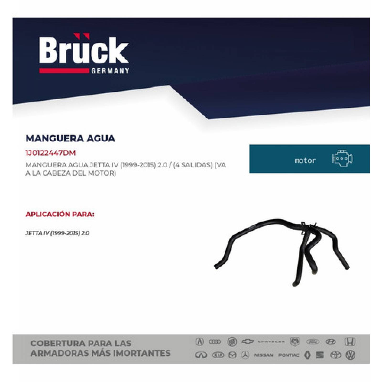 Manguera Agua Jetta A4 (4 Salidas) Bruck 1j0122447dm