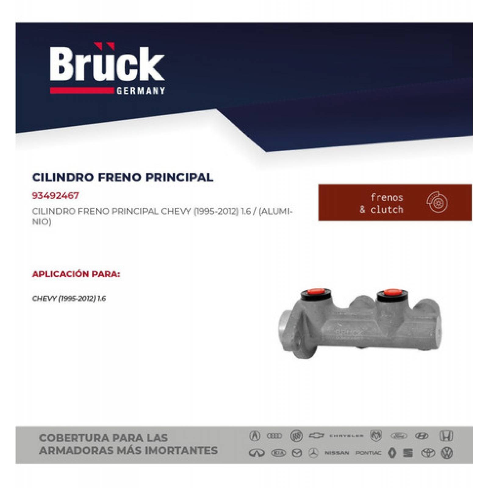 Bomba De Freno Chevrolet Chevy 1994-2003 1.4 Y 1.6 Lts, Cilindro Maestro De Aluminio, Bruck-gemany 